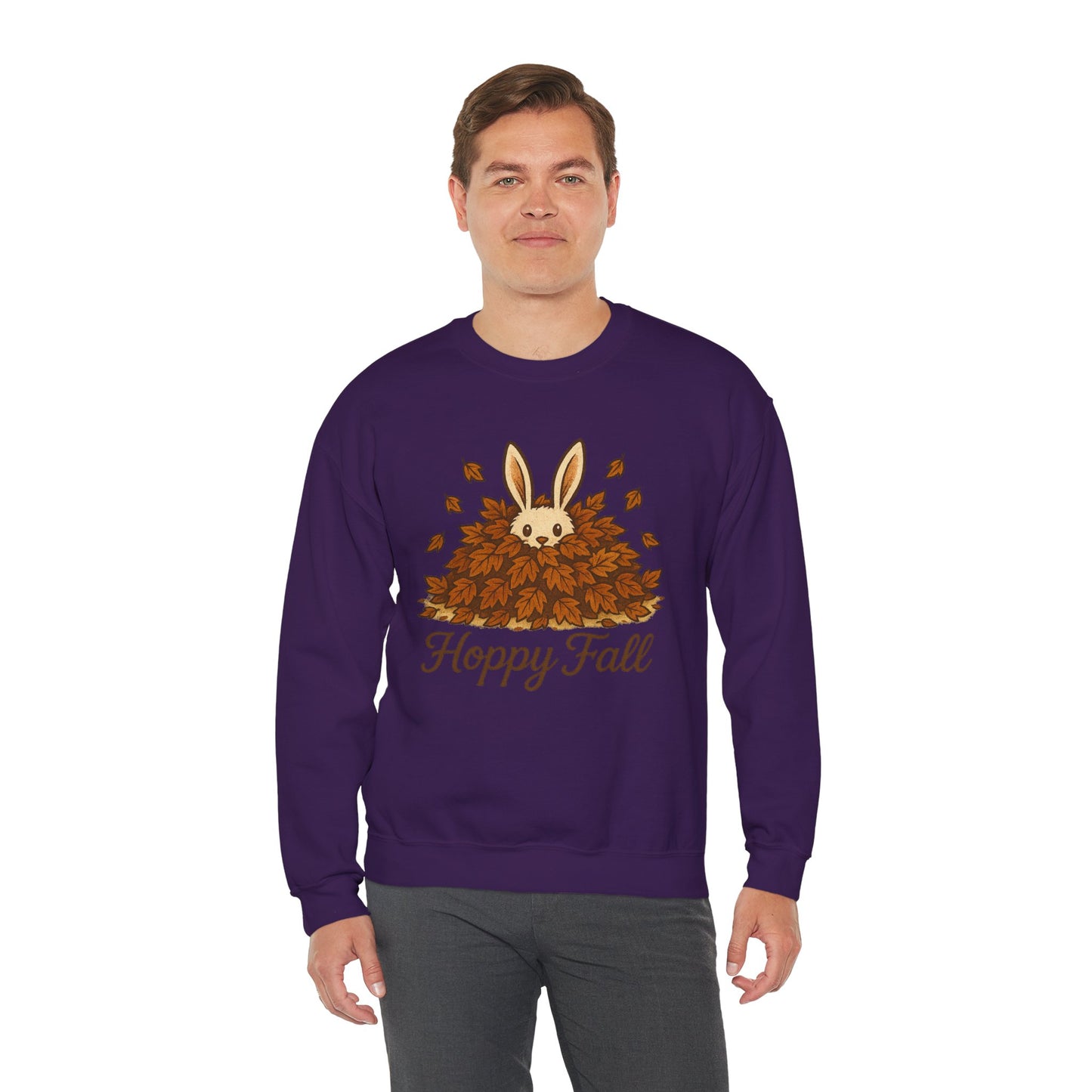 Hoppy Fall β Unisex Cozy Sweatshirt | Rabbit & Autumn Leaves Comfy Crewneck | Fall Fashion - Seasonal Halloween Gift