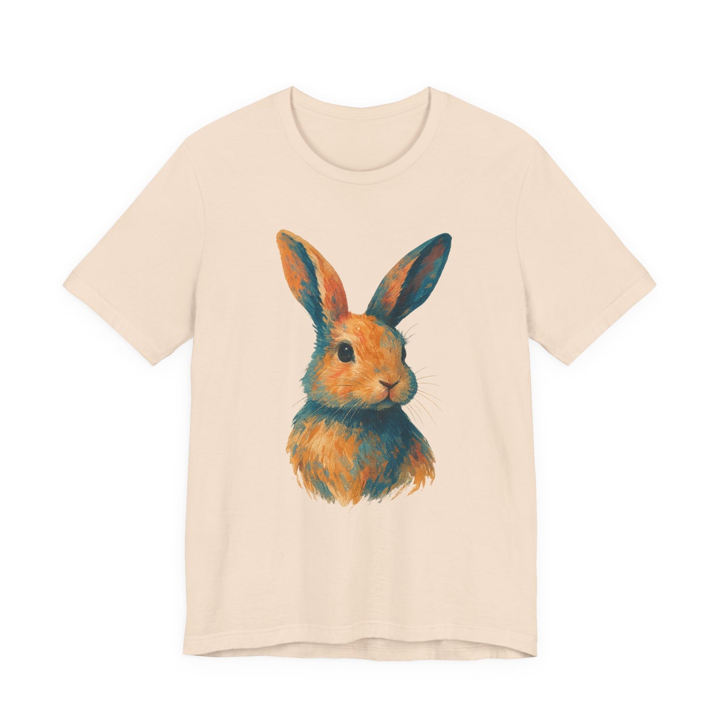 Golden Hour Bunny Unisex Short Sleeve Shirt – Painterly Rabbit Portrait T-Shirt - Artistic Graphic Tee for Animal Lovers - Unique Artwork