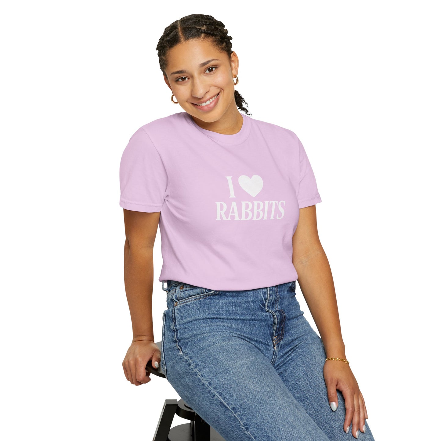 I ♥ Rabbits – Garment-Dyed Unisex Tee for Bunthusiasts - I Love Rabbits T-Shirt for Bunny Lovers