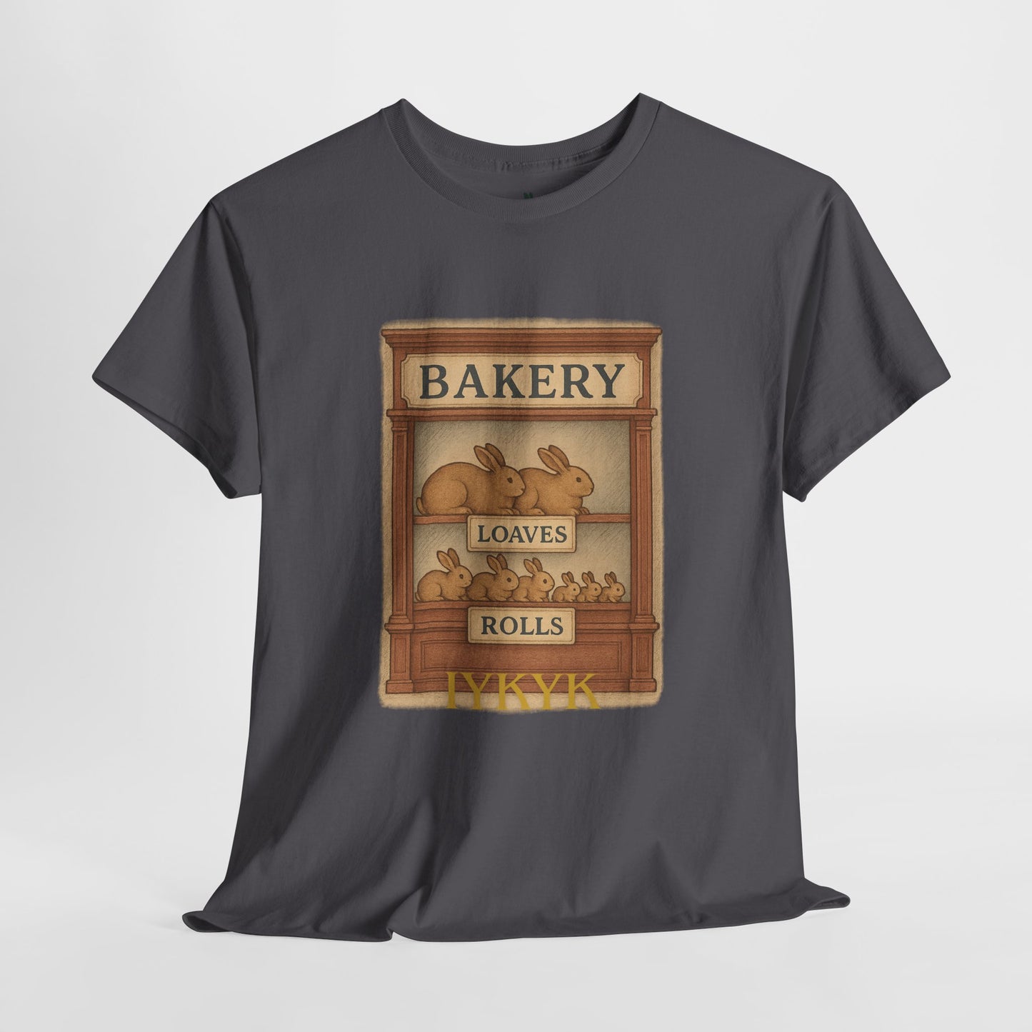 Loaves, Rolls & IYKYK – Bunny Bakery Tee - Unisex Short Sleeve - Vintage Bakery Shirt - Baking & Rabbit Lover Apparel