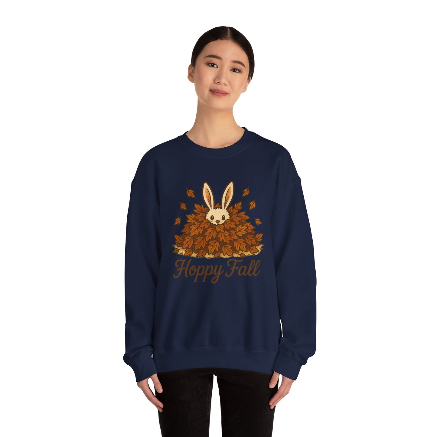 Hoppy Fall β Unisex Cozy Sweatshirt | Rabbit & Autumn Leaves Comfy Crewneck | Fall Fashion - Seasonal Halloween Gift