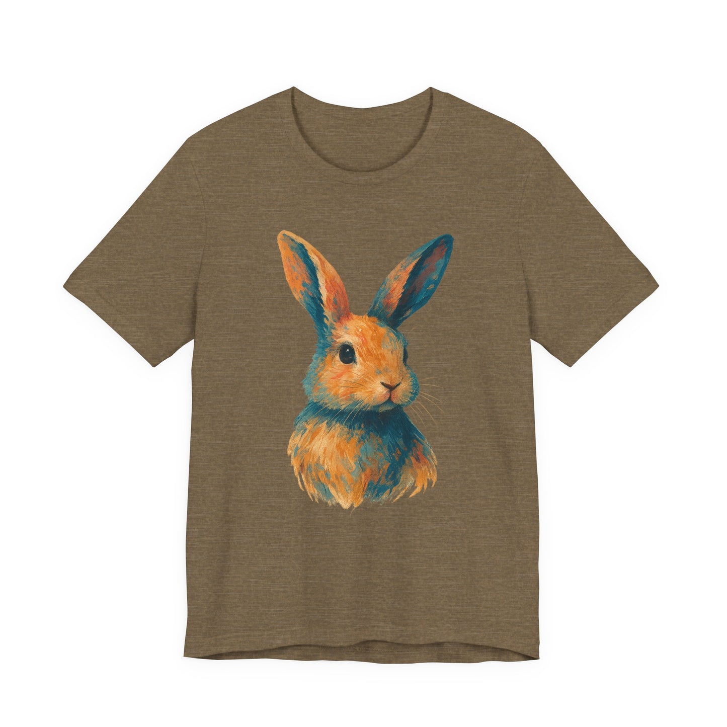 Golden Hour Bunny Unisex Short Sleeve Shirt – Painterly Rabbit Portrait T-Shirt - Artistic Graphic Tee for Animal Lovers - Unique Artwork