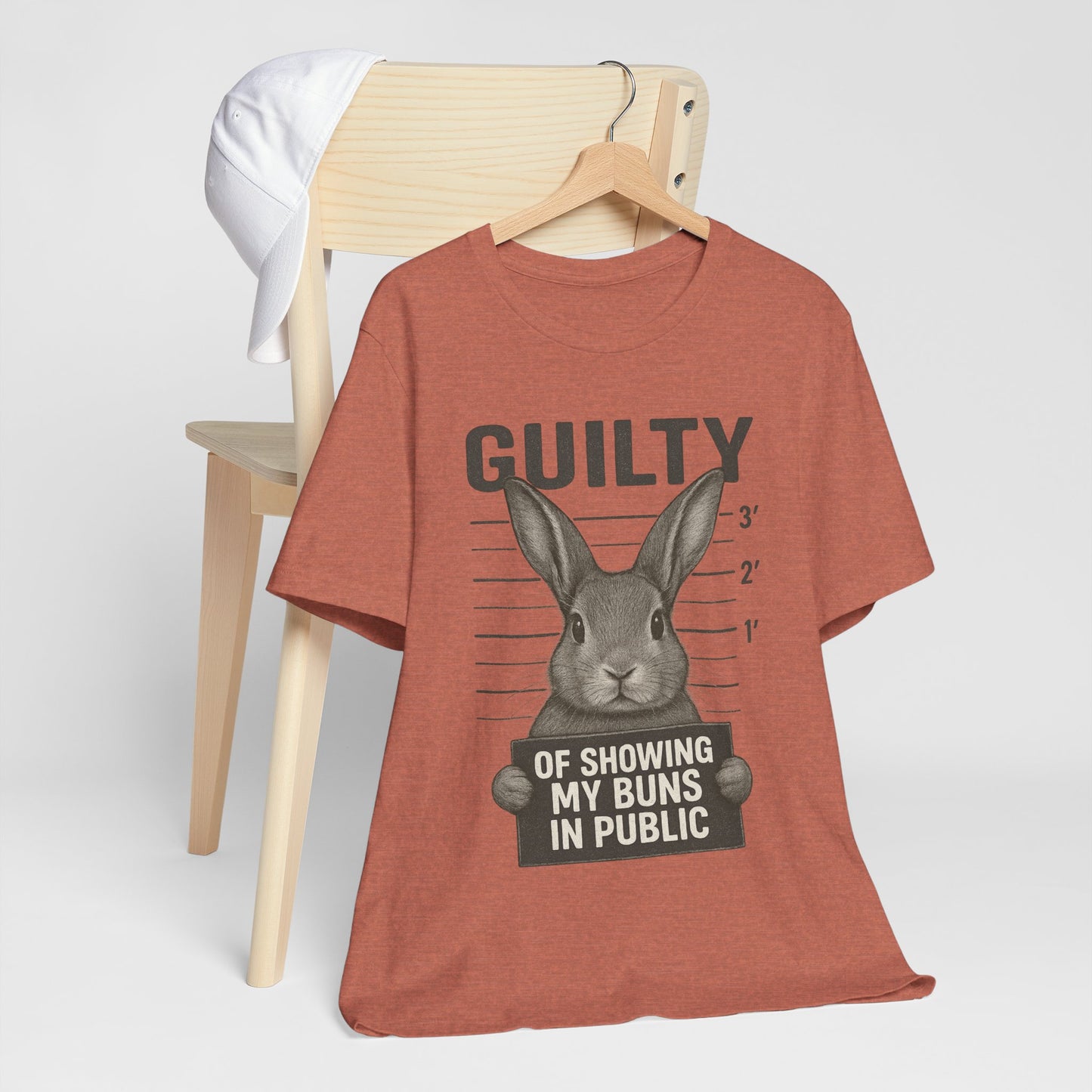 Guilty of Showing My Buns in Public Rabbit Exhibitor T-Shirt – Unisex Funny Bunny Graphic Tee - Quirky Gift for Animal Lovers