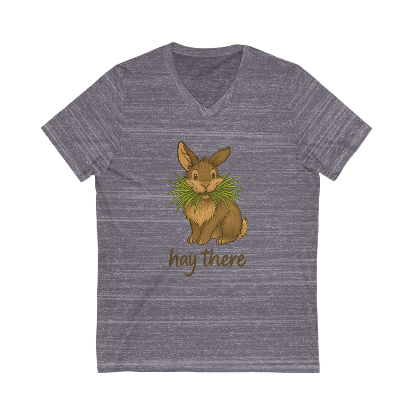 Hay There Bunny V-Neck Shirt – Farm, Rabbitry & Rabbit Lover Classic Tee - Funny Unisex Animal T-Shirt