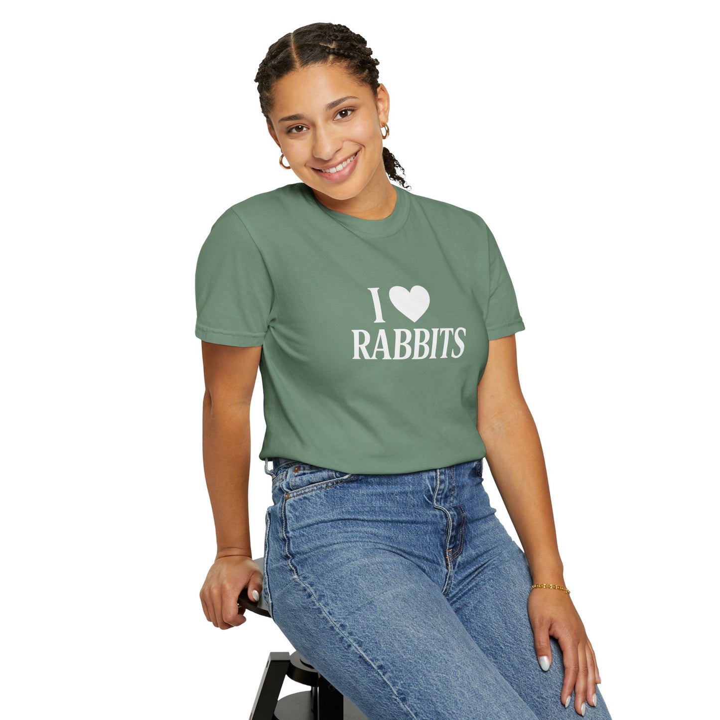I ♥ Rabbits – Garment-Dyed Unisex Tee for Bunthusiasts - I Love Rabbits T-Shirt for Bunny Lovers