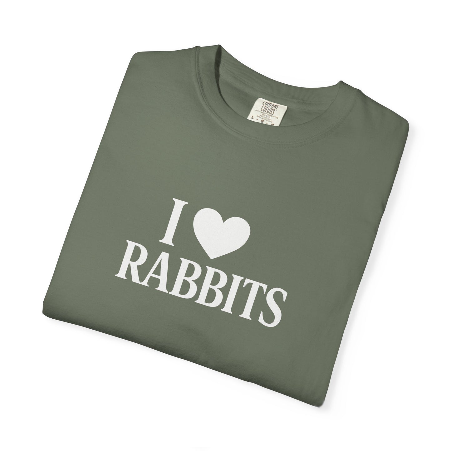 I ♥ Rabbits – Garment-Dyed Unisex Tee for Bunthusiasts - I Love Rabbits T-Shirt for Bunny Lovers