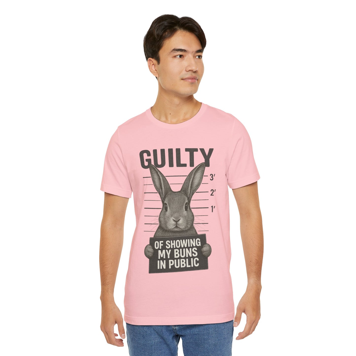 Guilty of Showing My Buns in Public Rabbit Exhibitor T-Shirt – Unisex Funny Bunny Graphic Tee - Quirky Gift for Animal Lovers