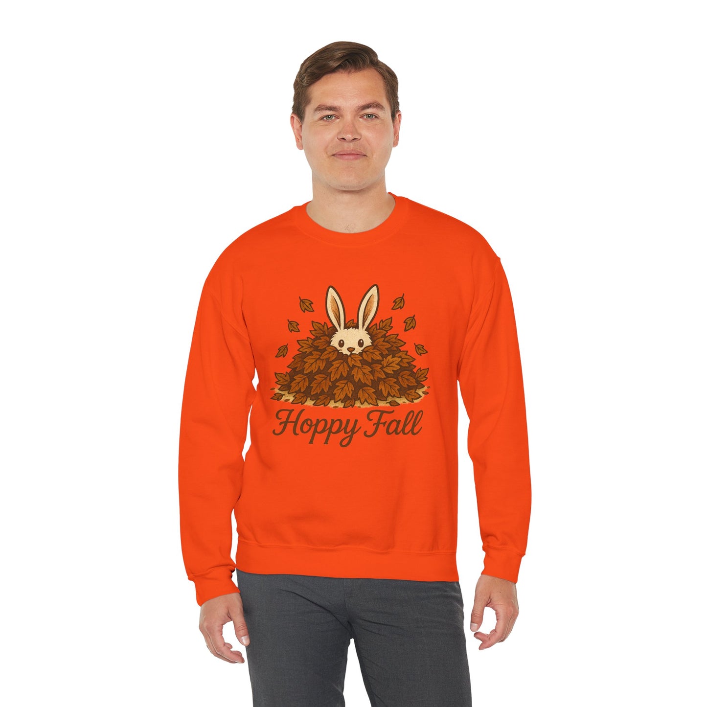 Hoppy Fall β Unisex Cozy Sweatshirt | Rabbit & Autumn Leaves Comfy Crewneck | Fall Fashion - Seasonal Halloween Gift