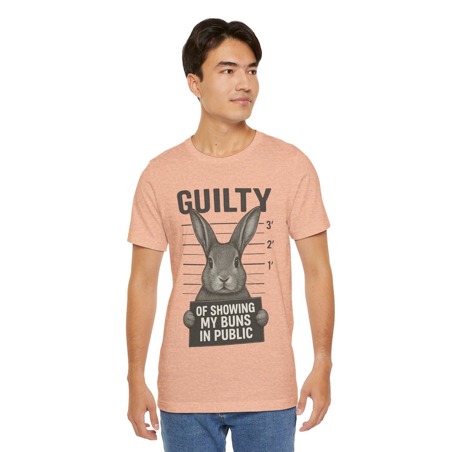Guilty of Showing My Buns in Public Rabbit Exhibitor T-Shirt – Unisex Funny Bunny Graphic Tee - Quirky Gift for Animal Lovers