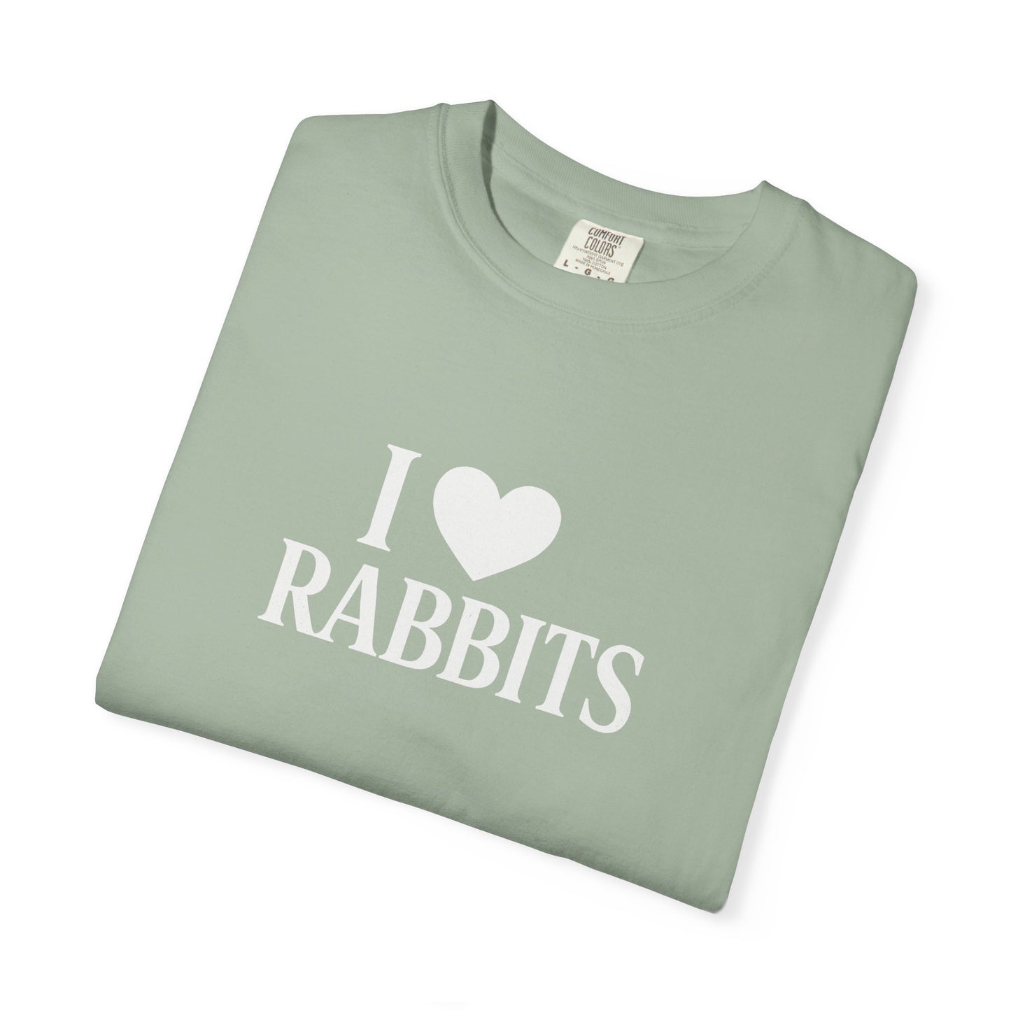 I ♥ Rabbits – Garment-Dyed Unisex Tee for Bunthusiasts - I Love Rabbits T-Shirt for Bunny Lovers