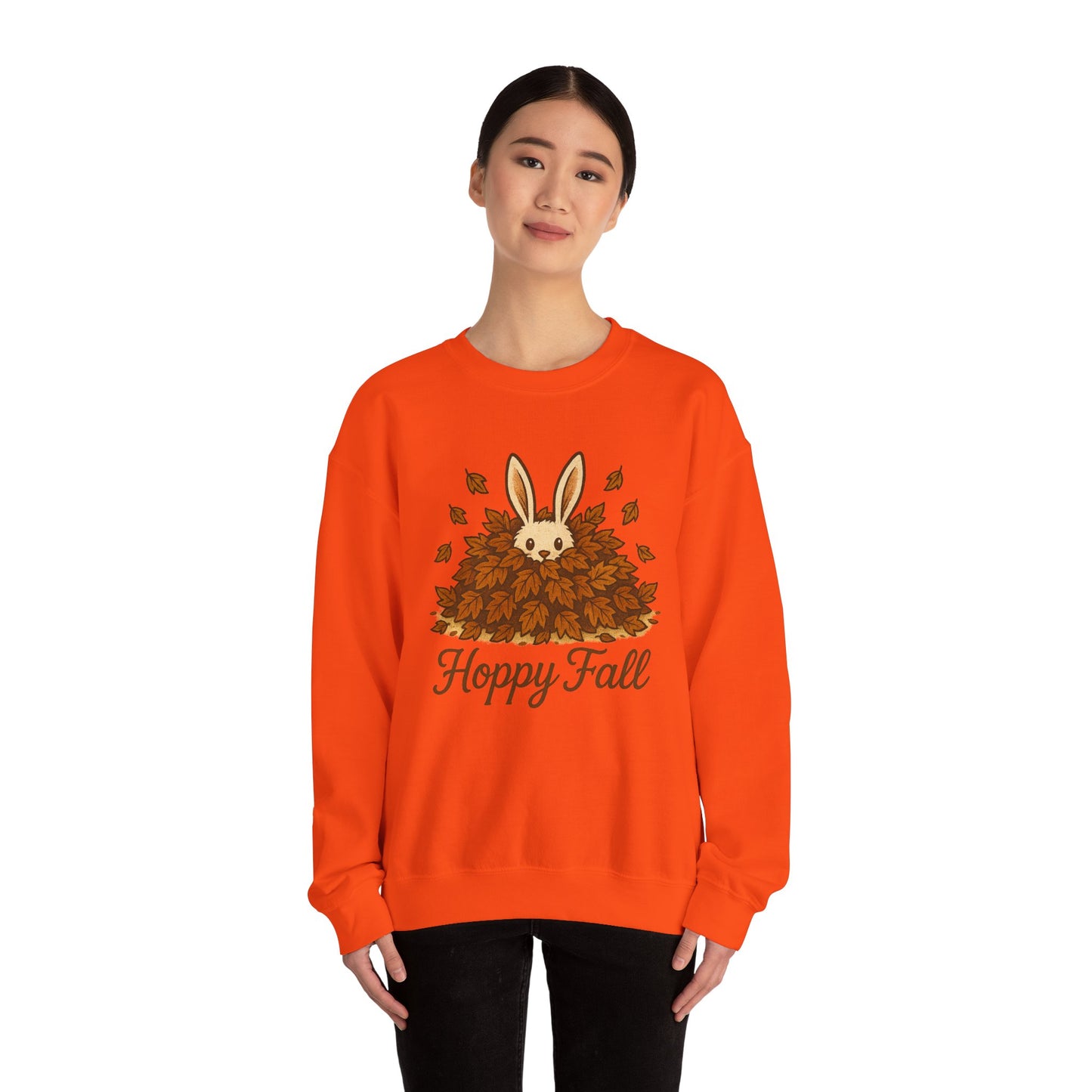 Hoppy Fall β Unisex Cozy Sweatshirt | Rabbit & Autumn Leaves Comfy Crewneck | Fall Fashion - Seasonal Halloween Gift