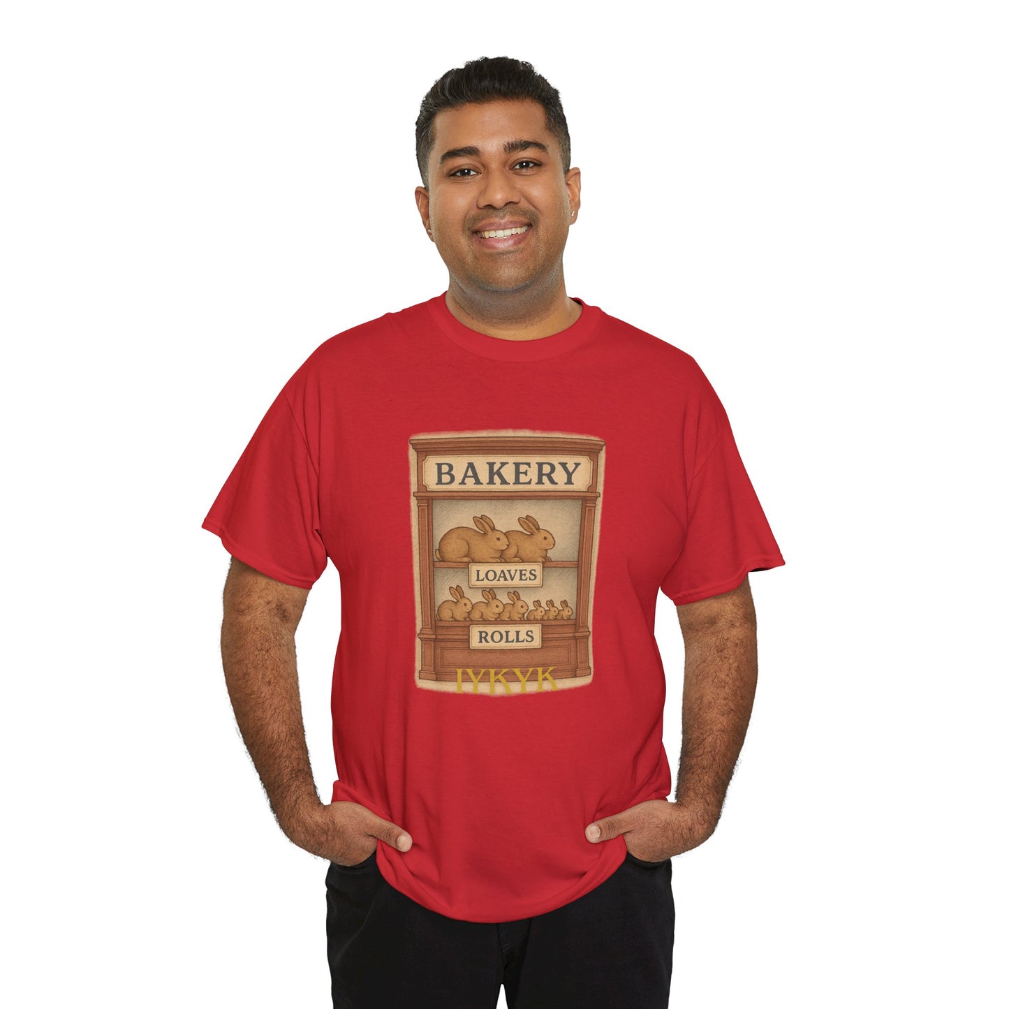 Loaves, Rolls & IYKYK – Bunny Bakery Tee - Unisex Short Sleeve - Vintage Bakery Shirt - Baking & Rabbit Lover Apparel