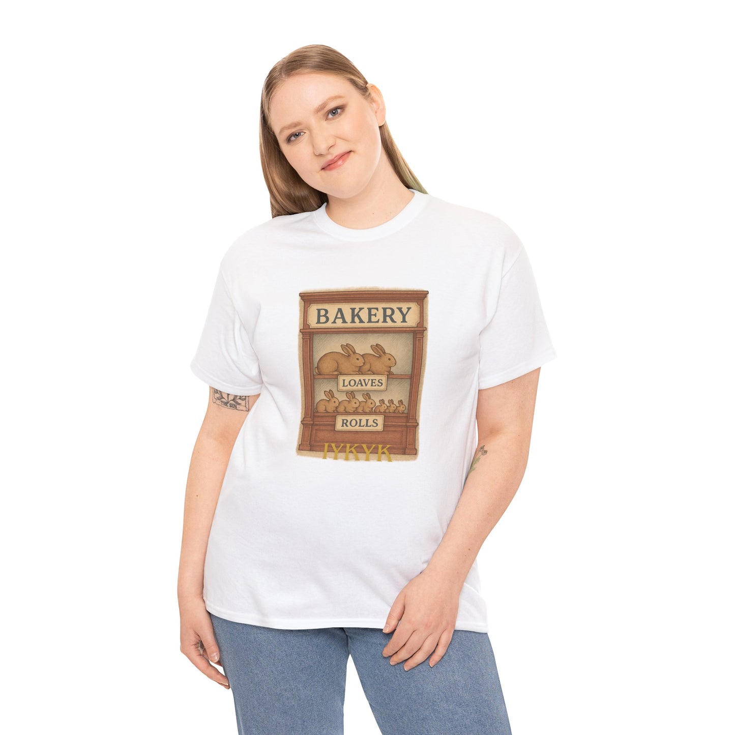 Loaves, Rolls & IYKYK – Bunny Bakery Tee - Unisex Short Sleeve - Vintage Bakery Shirt - Baking & Rabbit Lover Apparel