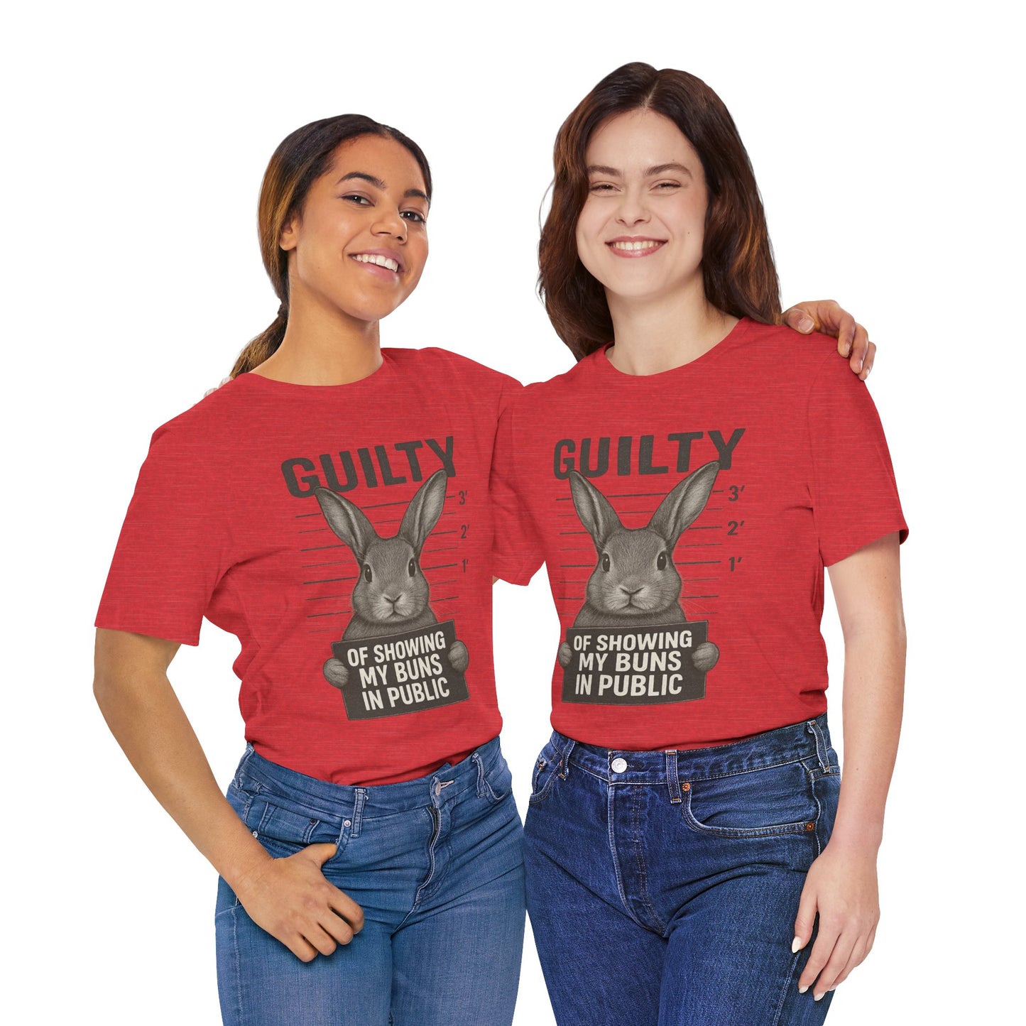 Guilty of Showing My Buns in Public Rabbit Exhibitor T-Shirt – Unisex Funny Bunny Graphic Tee - Quirky Gift for Animal Lovers