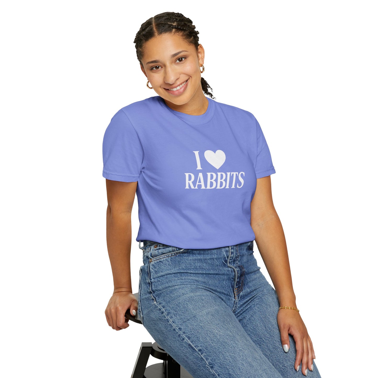 I ♥ Rabbits – Garment-Dyed Unisex Tee for Bunthusiasts - I Love Rabbits T-Shirt for Bunny Lovers