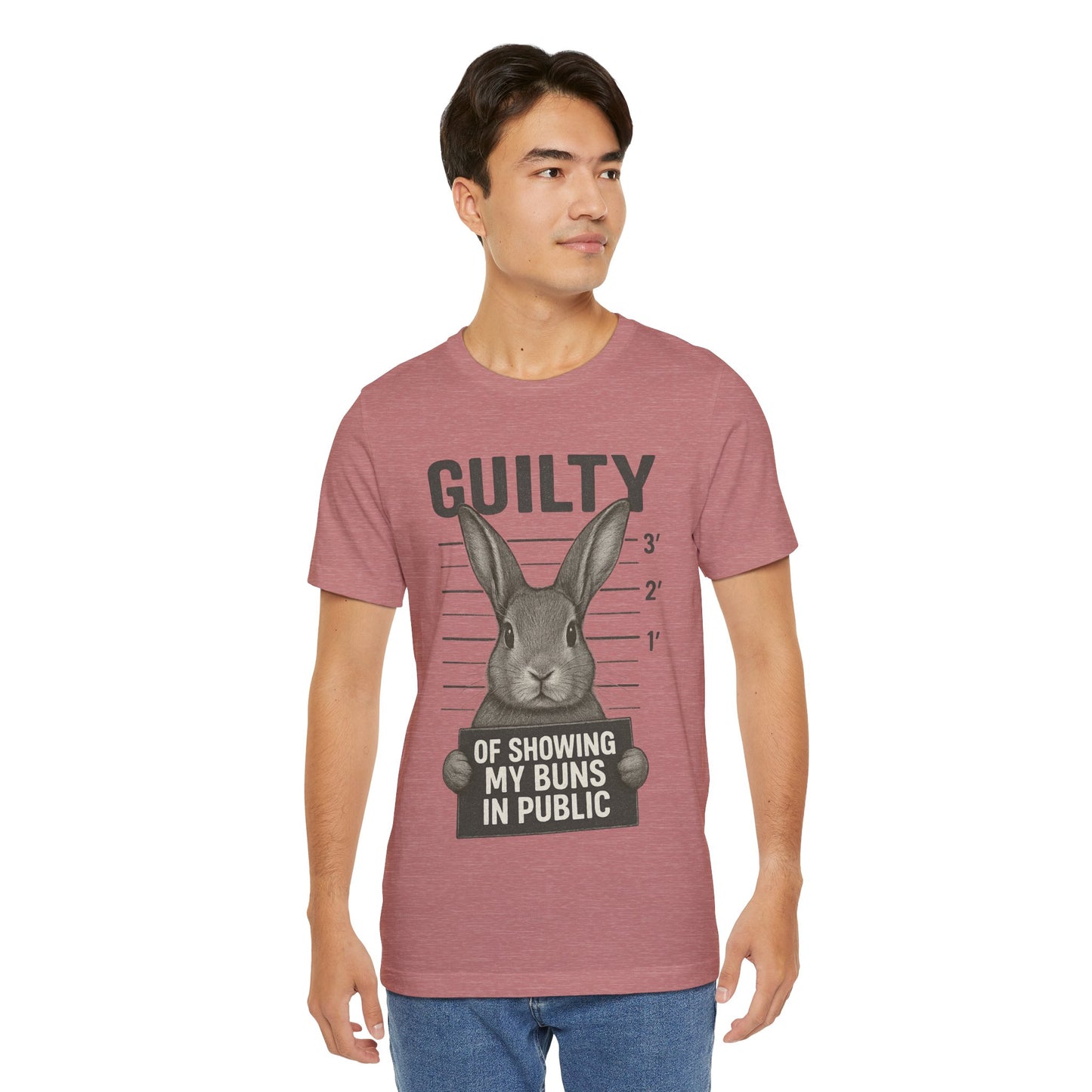 Guilty of Showing My Buns in Public Rabbit Exhibitor T-Shirt – Unisex Funny Bunny Graphic Tee - Quirky Gift for Animal Lovers