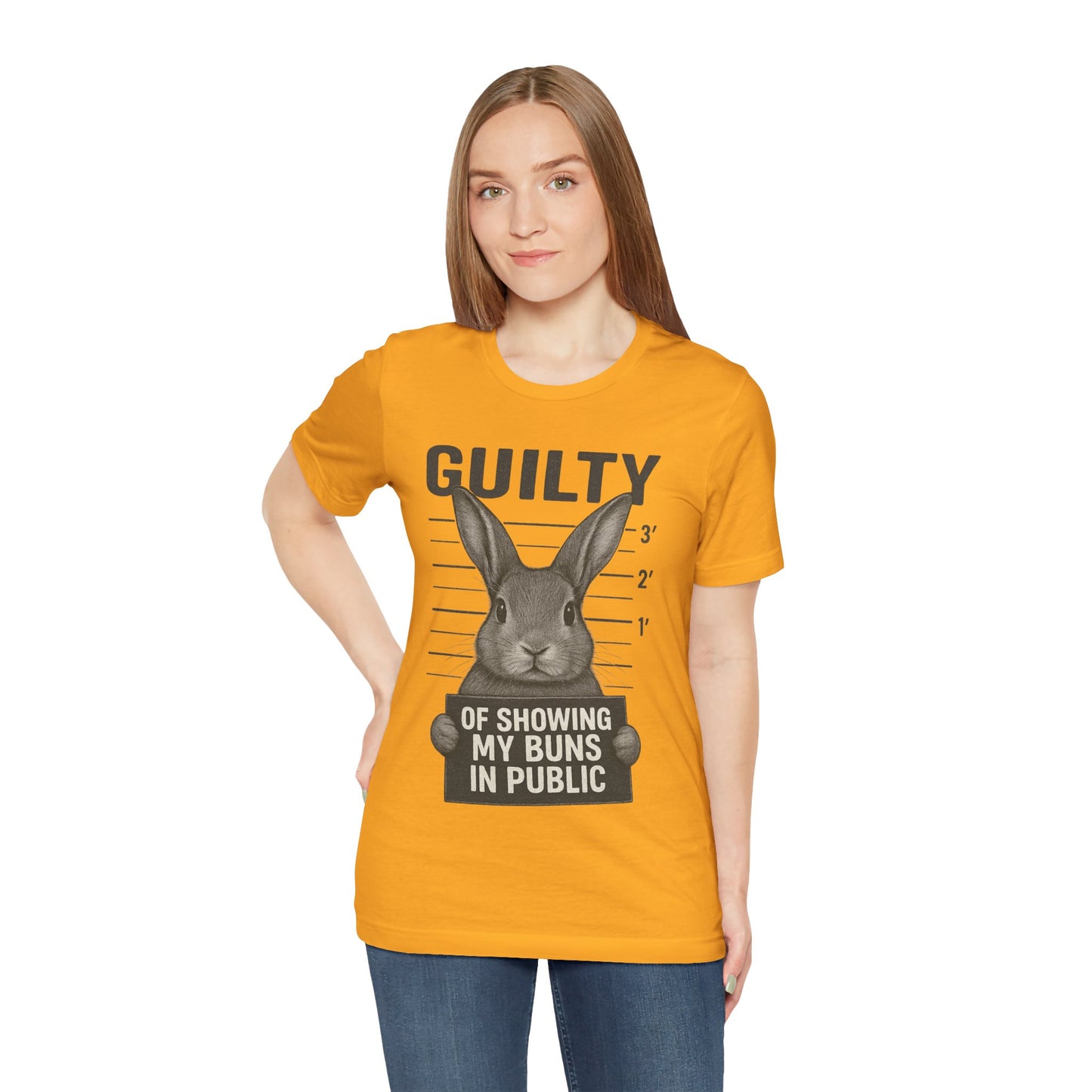 Guilty of Showing My Buns in Public Rabbit Exhibitor T-Shirt – Unisex Funny Bunny Graphic Tee - Quirky Gift for Animal Lovers