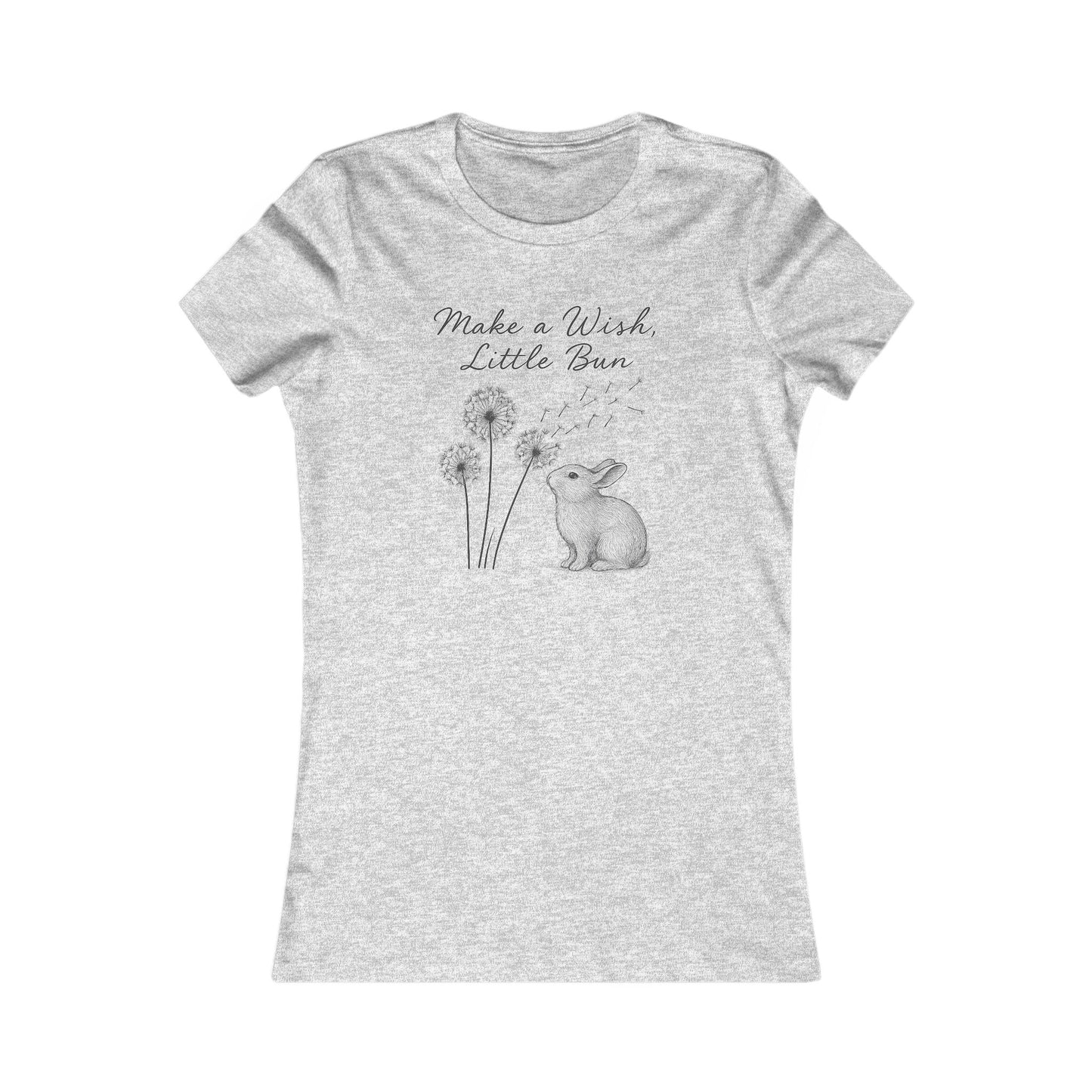 Make a Wish Little Bun Women's Tee - Cute Rabbit T-Shirt - Animal Lover Gift - Dandelion Floral Fashion Top