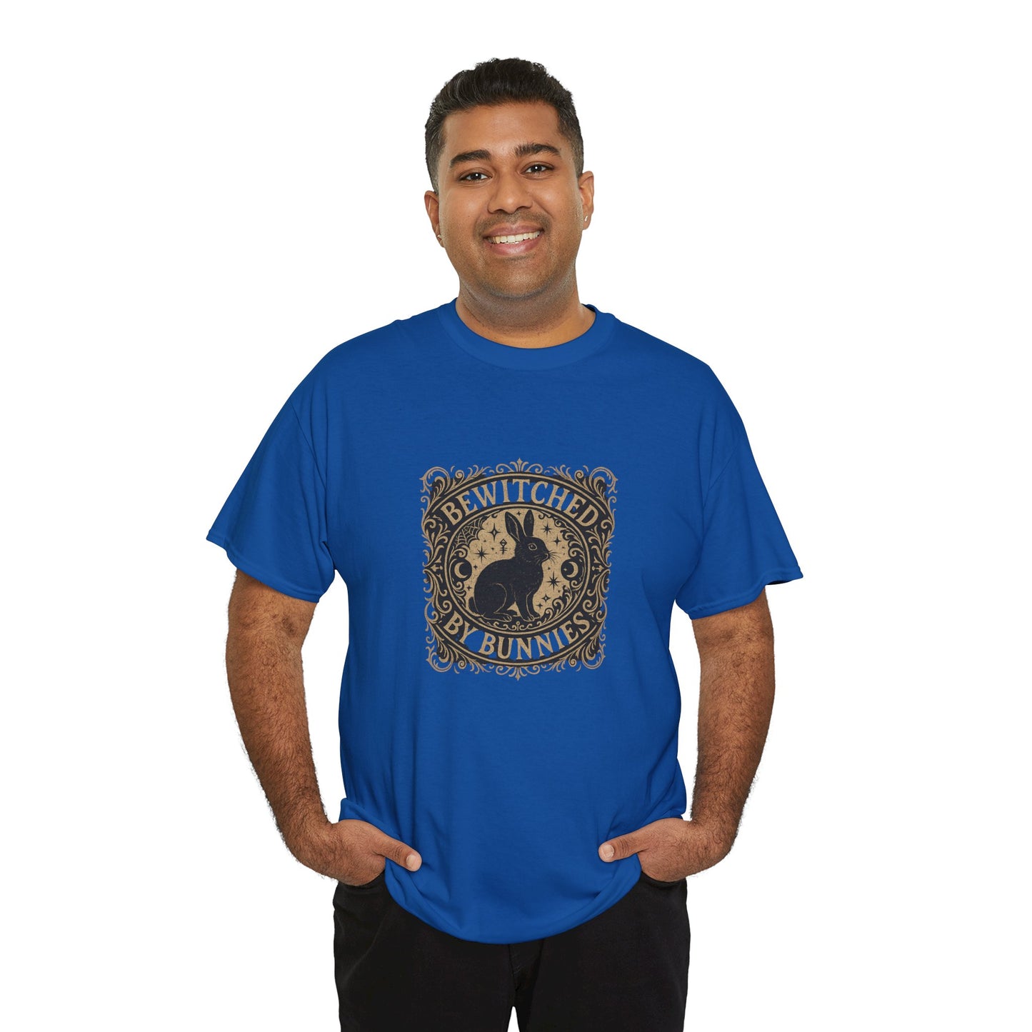 Bewitched by Bunnies Unisex Heavy Cotton T-Shirt – Enchanted Rabbit Halloween & Fall Graphic Tee | Bunny Lovers Gift