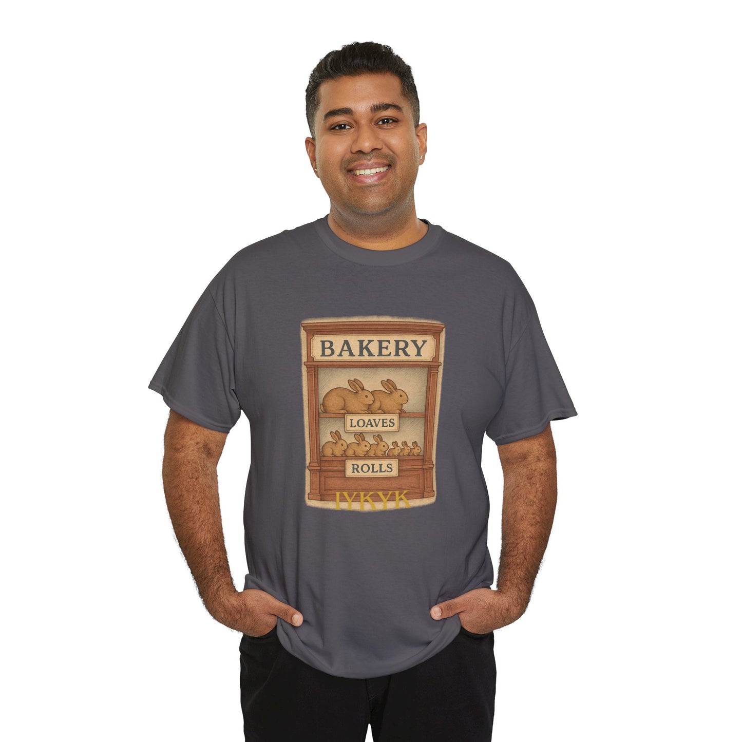 Loaves, Rolls & IYKYK – Bunny Bakery Tee - Unisex Short Sleeve - Vintage Bakery Shirt - Baking & Rabbit Lover Apparel