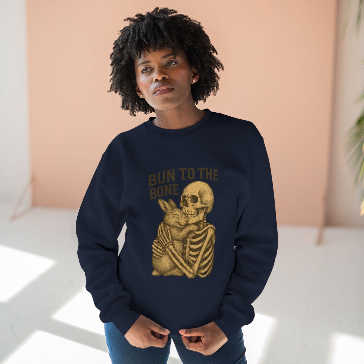 Bun to the Bone Skeleton & Snuggle Bunny Unisex Sweatshirt – Cozy Rabbit Crewneck - Halloween & Fall Collection - Funny Gift