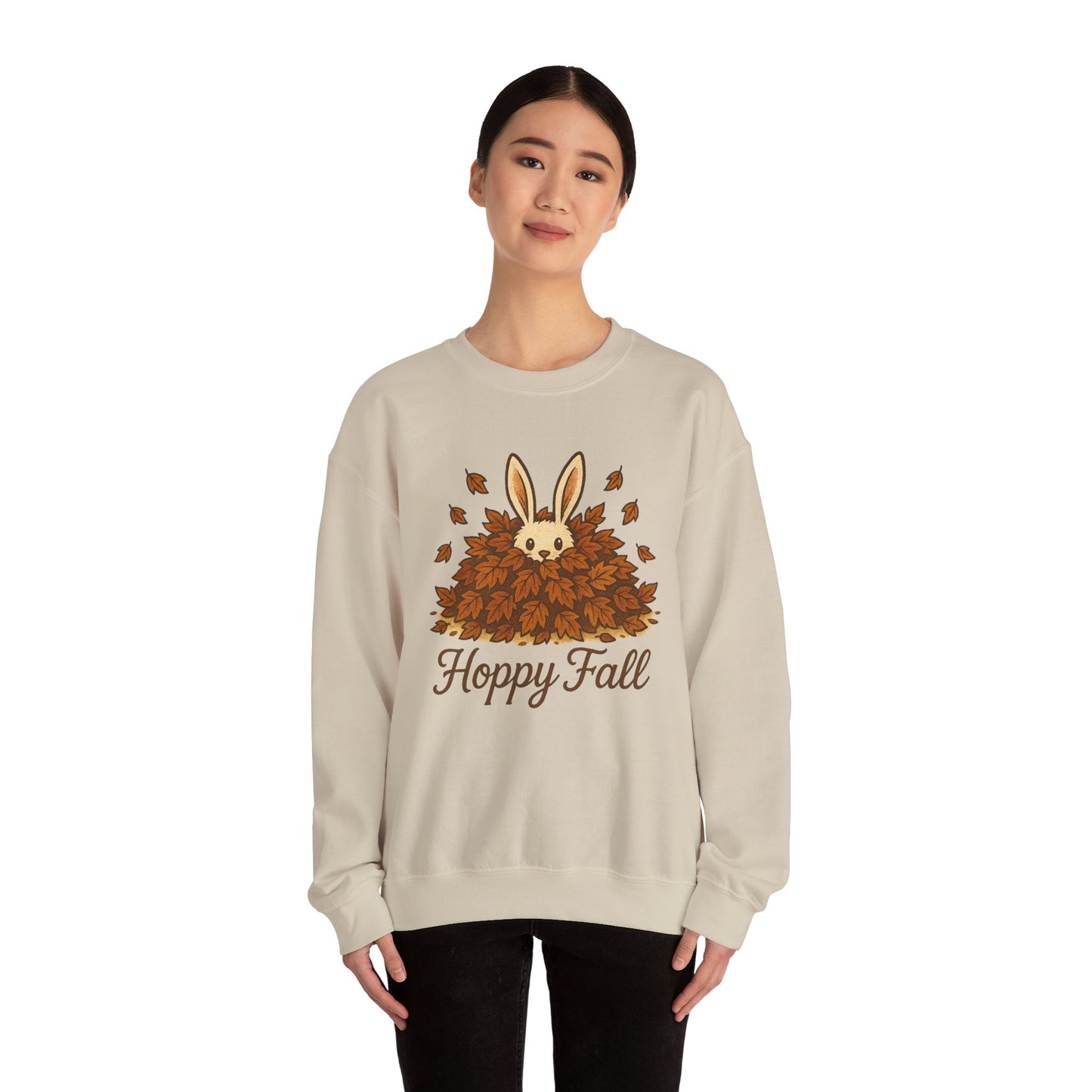 Hoppy Fall β Unisex Cozy Sweatshirt | Rabbit & Autumn Leaves Comfy Crewneck | Fall Fashion - Seasonal Halloween Gift