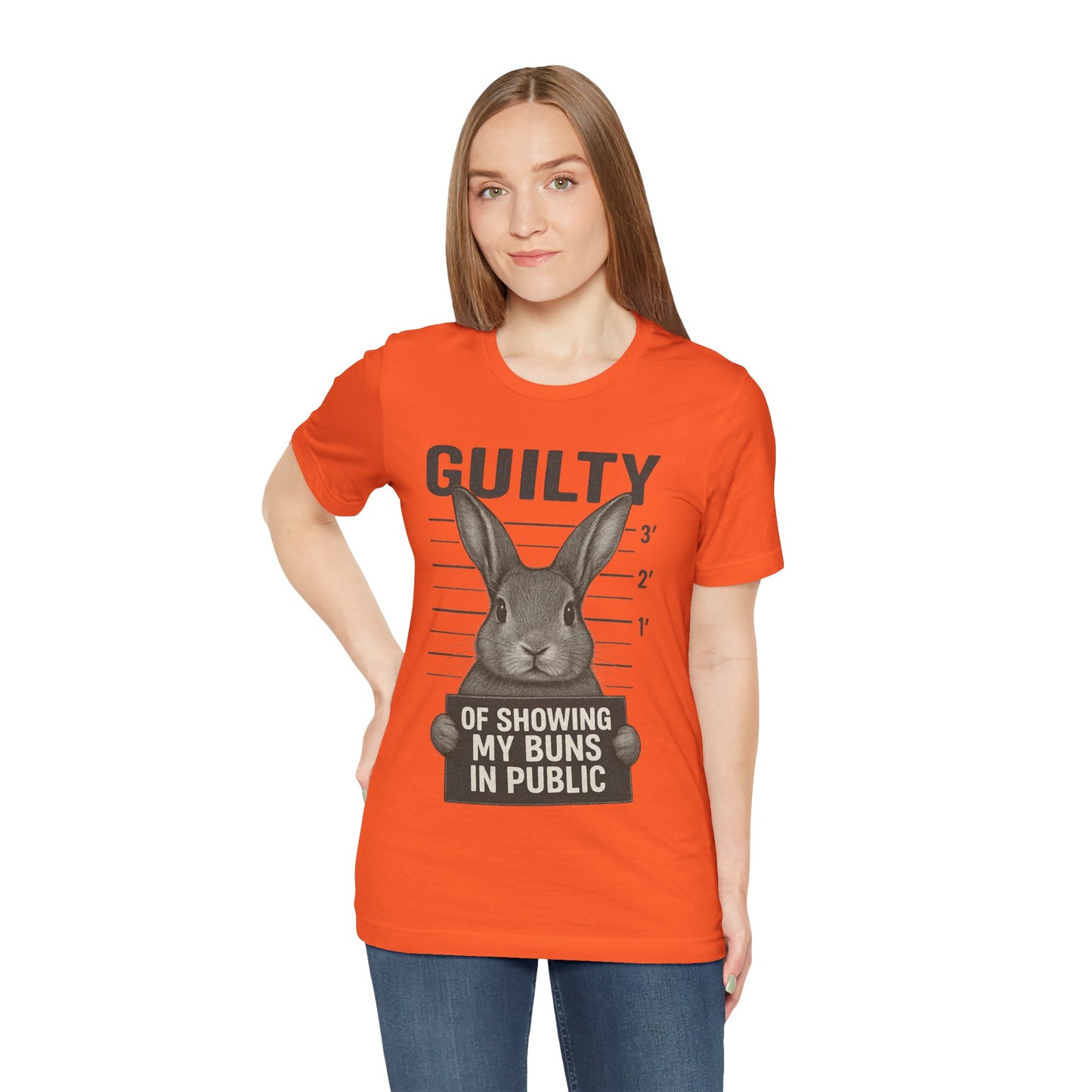Guilty of Showing My Buns in Public Rabbit Exhibitor T-Shirt – Unisex Funny Bunny Graphic Tee - Quirky Gift for Animal Lovers