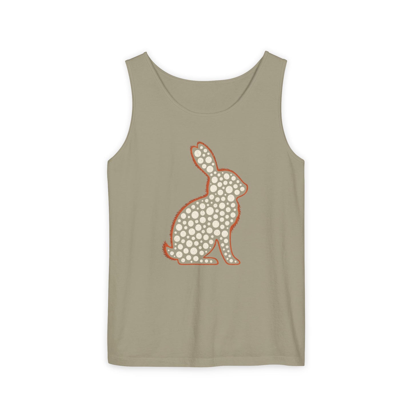 Spotted Rabbit Unisex Tank Top – Abstract Dot Bunny Design Tee for Bunthusiasts - Unisex Garment-Dyed Tank Top