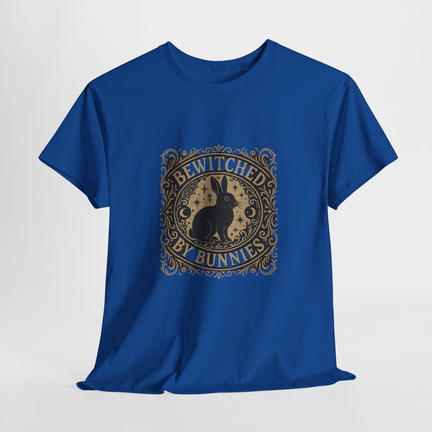 Bewitched by Bunnies Unisex Heavy Cotton T-Shirt – Enchanted Rabbit Halloween & Fall Graphic Tee | Bunny Lovers Gift