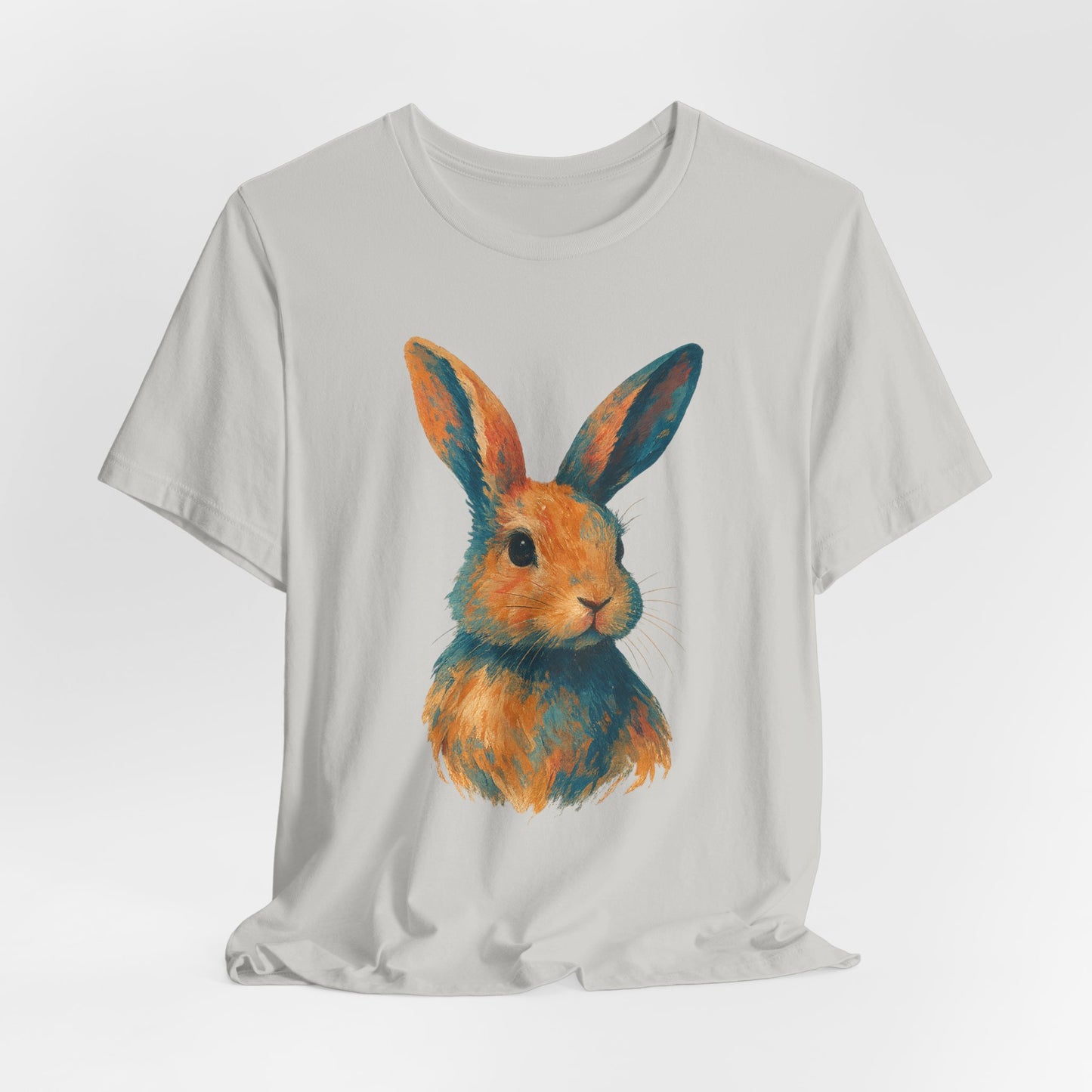 Golden Hour Bunny Unisex Short Sleeve Shirt – Painterly Rabbit Portrait T-Shirt - Artistic Graphic Tee for Animal Lovers - Unique Artwork