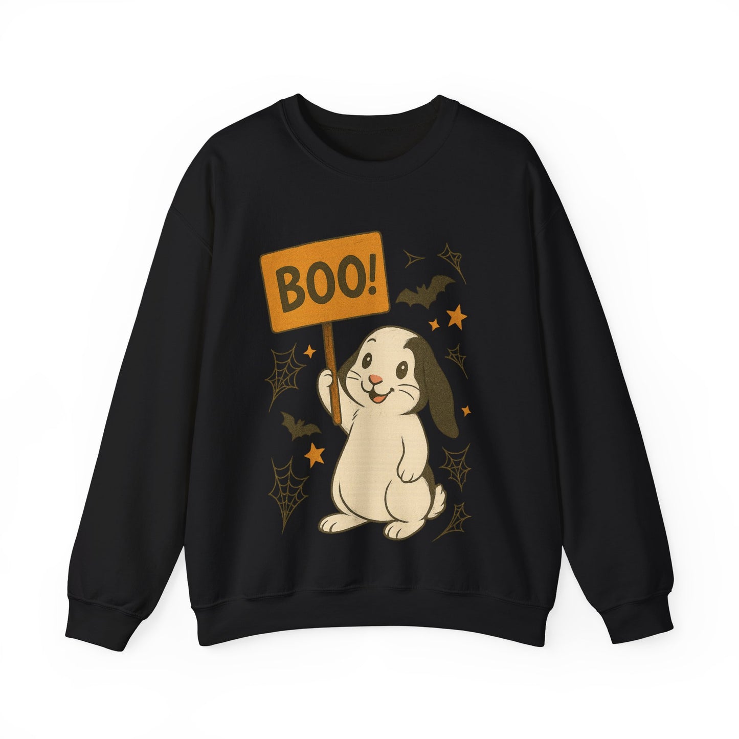 Boo Bunny Halloween Sweatshirt – Cozy Lop-Eared Rabbit & Spooky-Cute Fall Vibes - Unisex Heavy Blend™ Crewneck