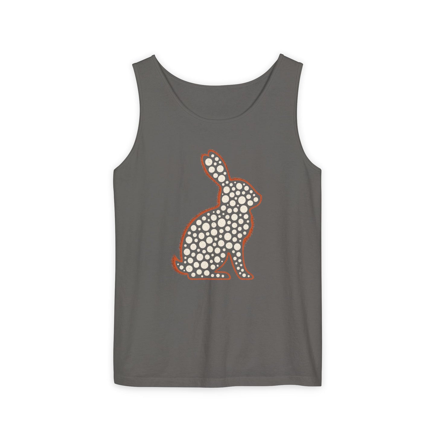Spotted Rabbit Unisex Tank Top – Abstract Dot Bunny Design Tee for Bunthusiasts - Unisex Garment-Dyed Tank Top