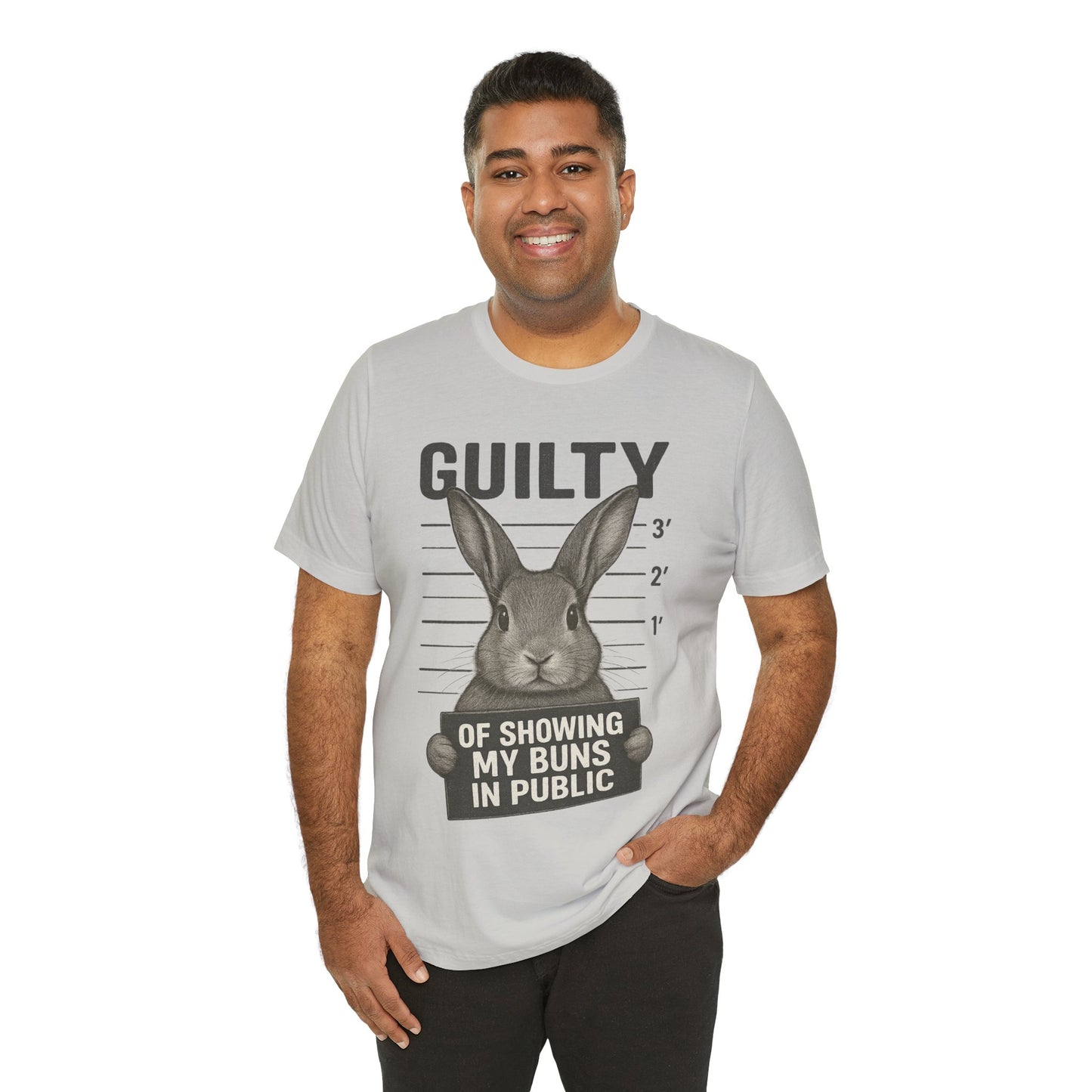 Guilty of Showing My Buns in Public Rabbit Exhibitor T-Shirt – Unisex Funny Bunny Graphic Tee - Quirky Gift for Animal Lovers