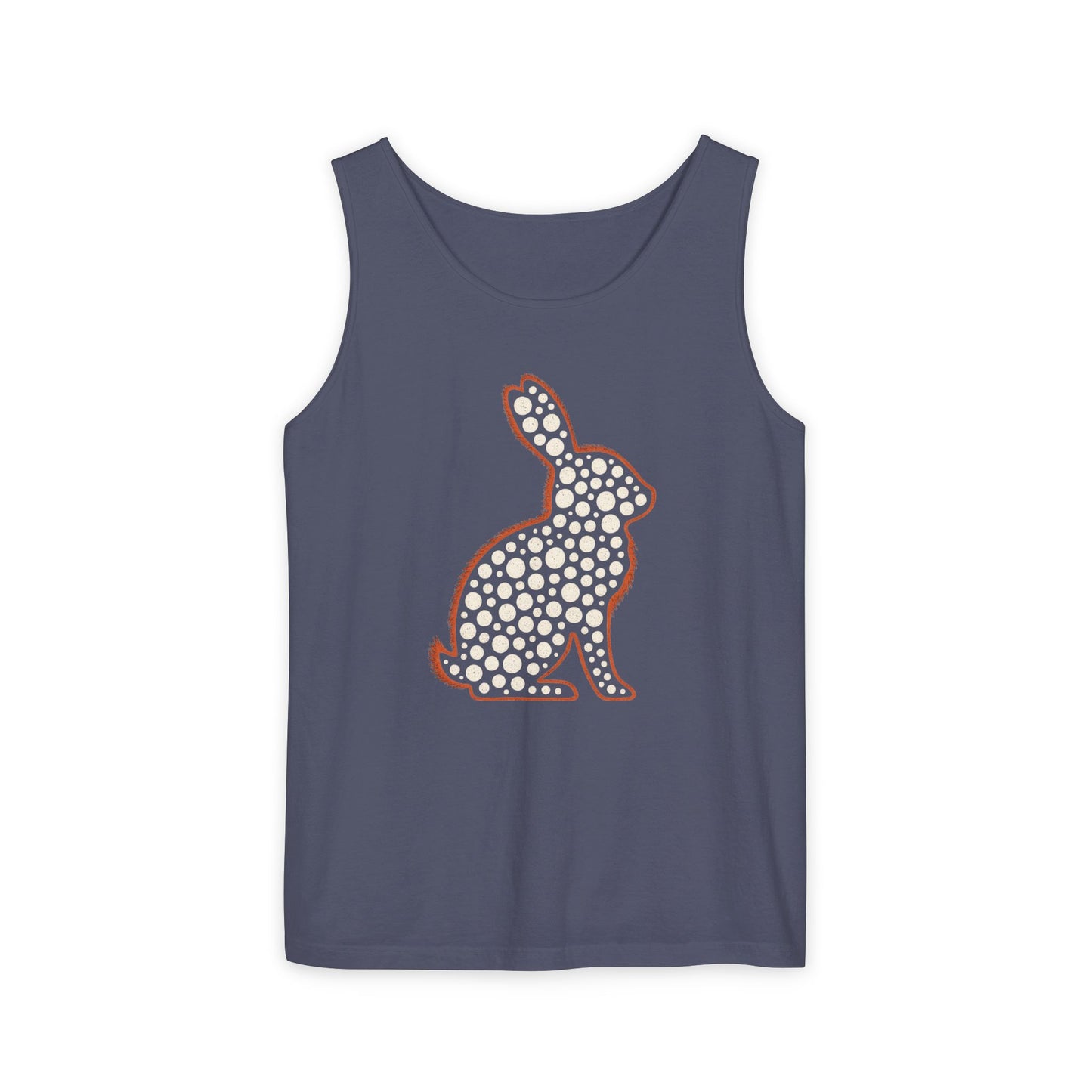Spotted Rabbit Unisex Tank Top – Abstract Dot Bunny Design Tee for Bunthusiasts - Unisex Garment-Dyed Tank Top