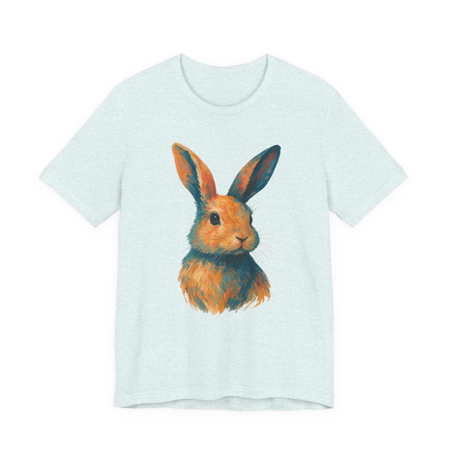 Golden Hour Bunny Unisex Short Sleeve Shirt – Painterly Rabbit Portrait T-Shirt - Artistic Graphic Tee for Animal Lovers - Unique Artwork