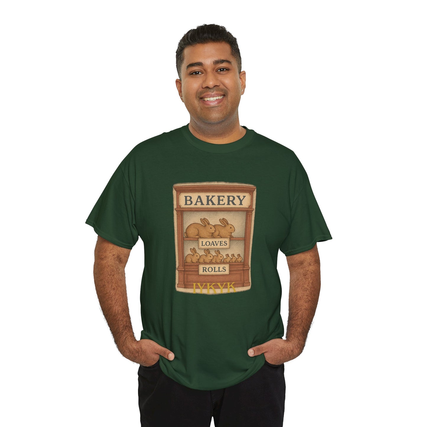 Loaves, Rolls & IYKYK – Bunny Bakery Tee - Unisex Short Sleeve - Vintage Bakery Shirt - Baking & Rabbit Lover Apparel