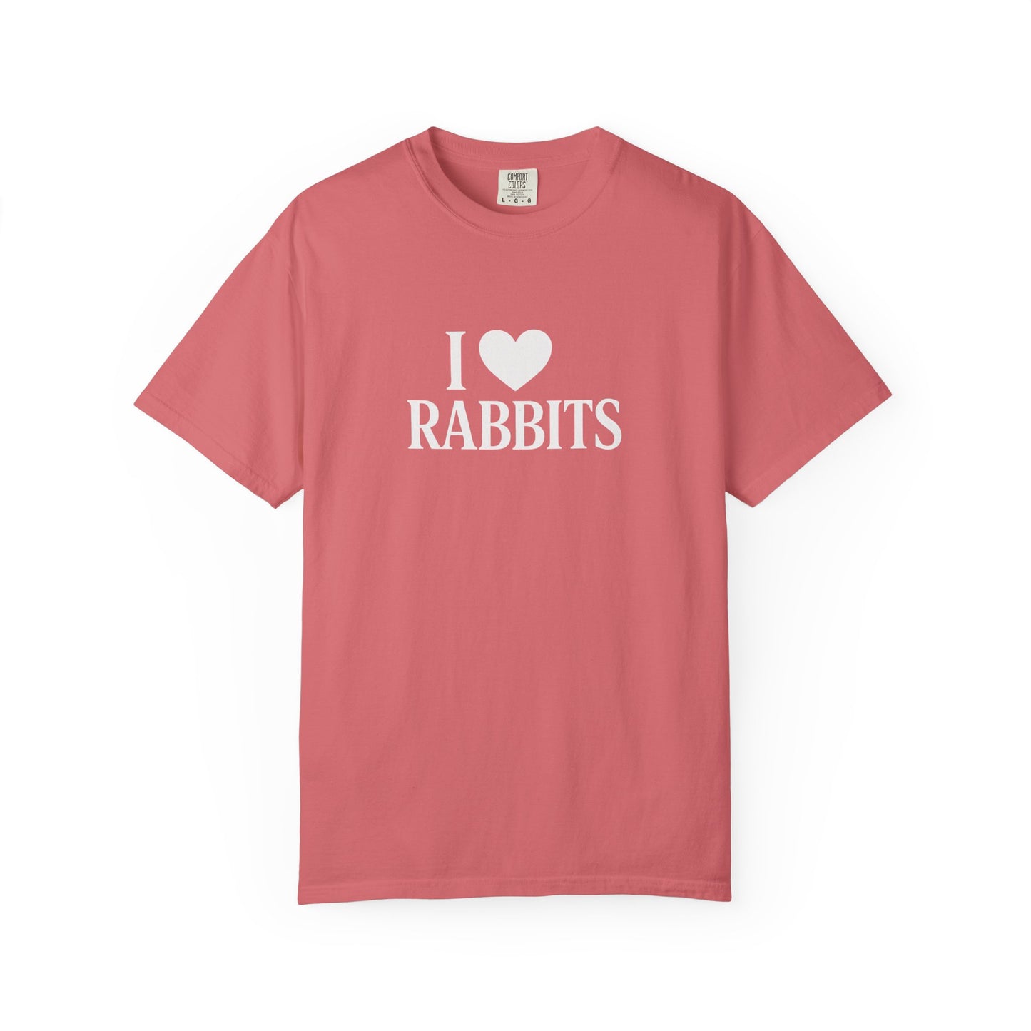 I ♥ Rabbits – Garment-Dyed Unisex Tee for Bunthusiasts - I Love Rabbits T-Shirt for Bunny Lovers