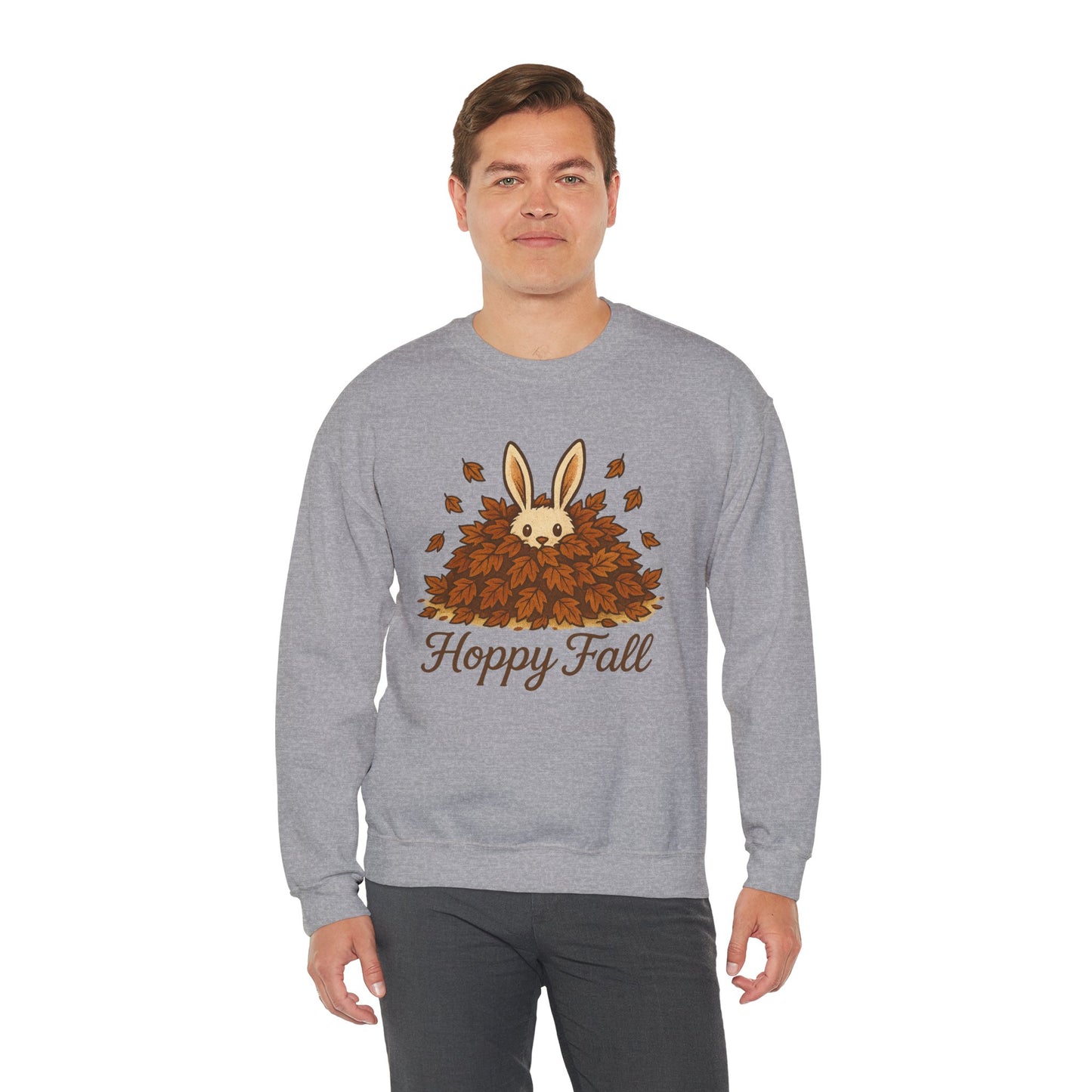 Hoppy Fall β Unisex Cozy Sweatshirt | Rabbit & Autumn Leaves Comfy Crewneck | Fall Fashion - Seasonal Halloween Gift