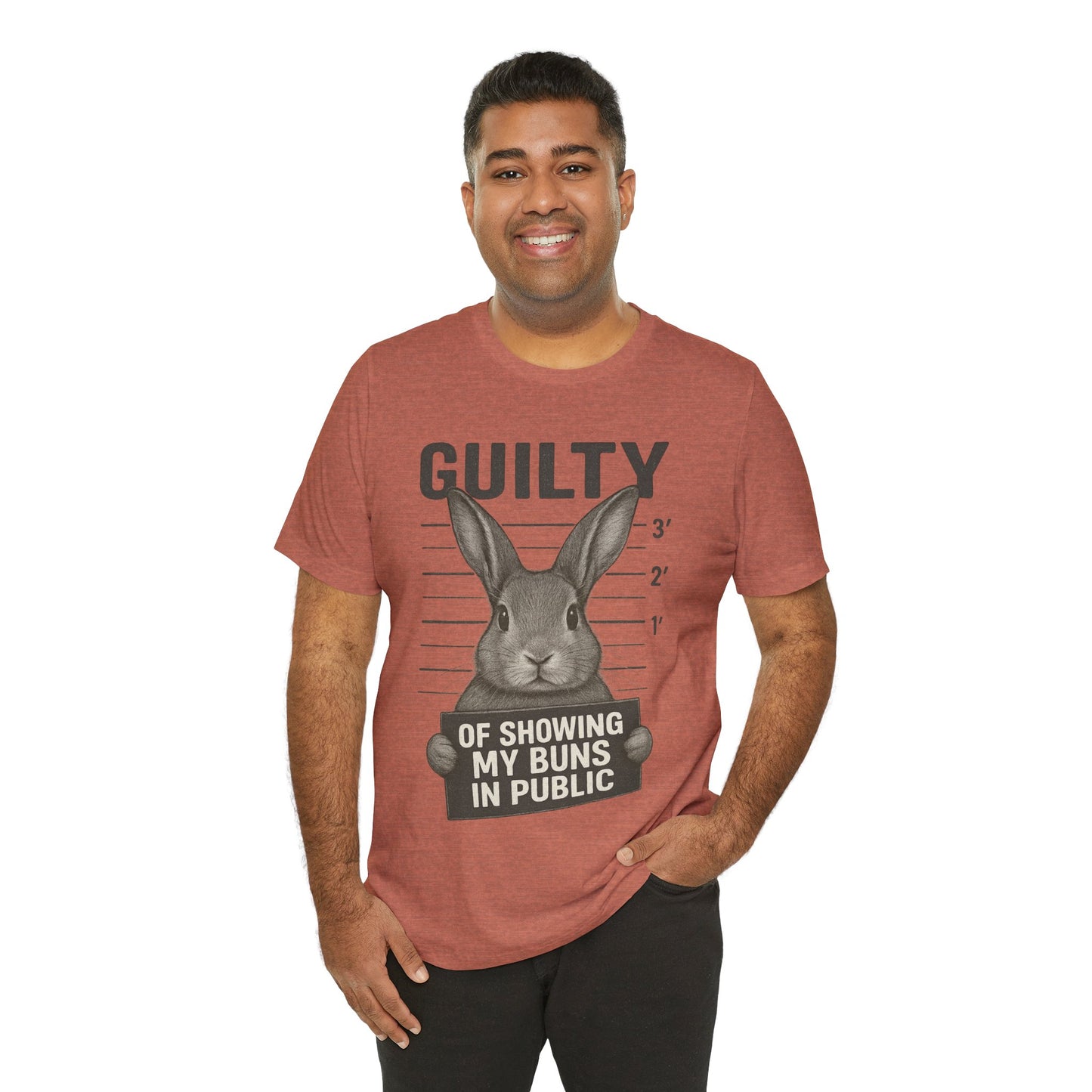 Guilty of Showing My Buns in Public Rabbit Exhibitor T-Shirt – Unisex Funny Bunny Graphic Tee - Quirky Gift for Animal Lovers