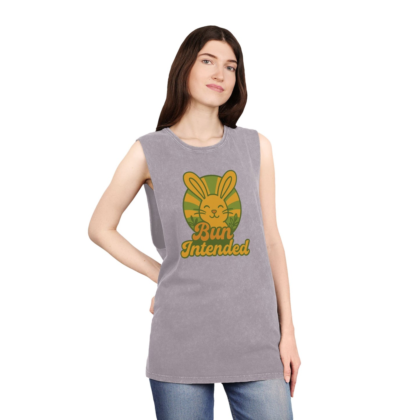 Stonewash Bun Intended Tank Top - Retro Graphic Tee - Vintage Casual Summer Wear - Gift for Rabbit Lovers - Everyday Style