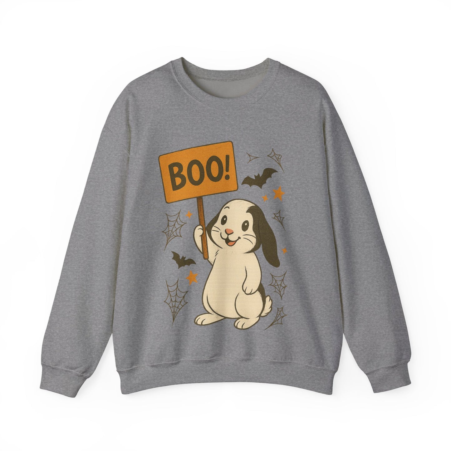 Boo Bunny Halloween Sweatshirt – Cozy Lop-Eared Rabbit & Spooky-Cute Fall Vibes - Unisex Heavy Blend™ Crewneck