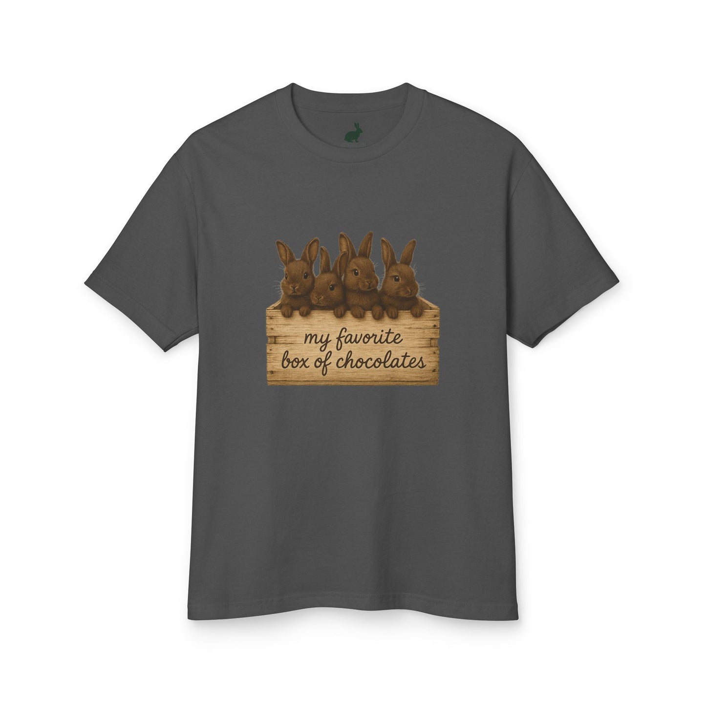 "My Favorite Box of Chocolates" Rustic Bunny Tee – Rabbit Breeder T-Shirt - Unisex Bunthusiast Shirt