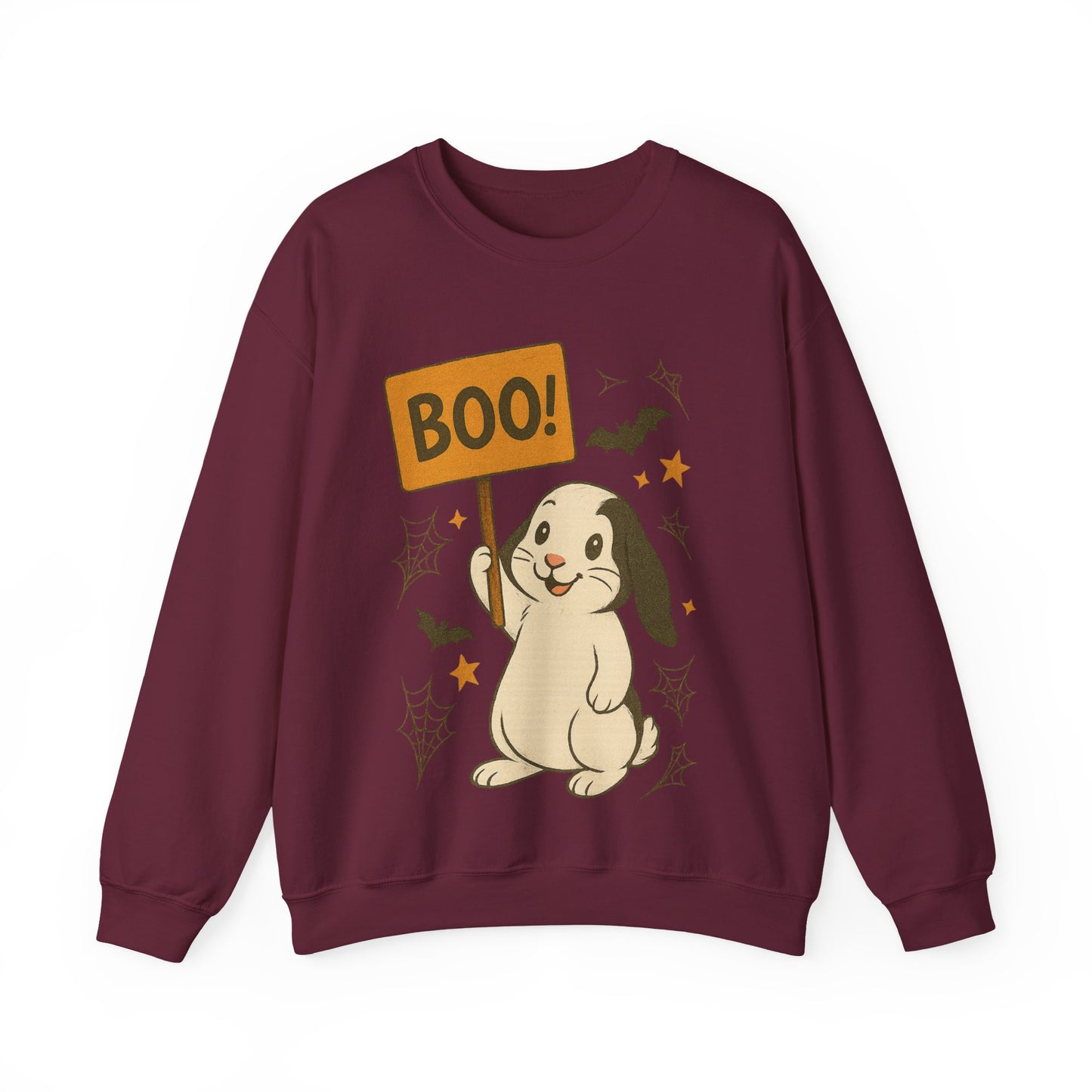 Boo Bunny Halloween Sweatshirt – Cozy Lop-Eared Rabbit & Spooky-Cute Fall Vibes - Unisex Heavy Blend™ Crewneck