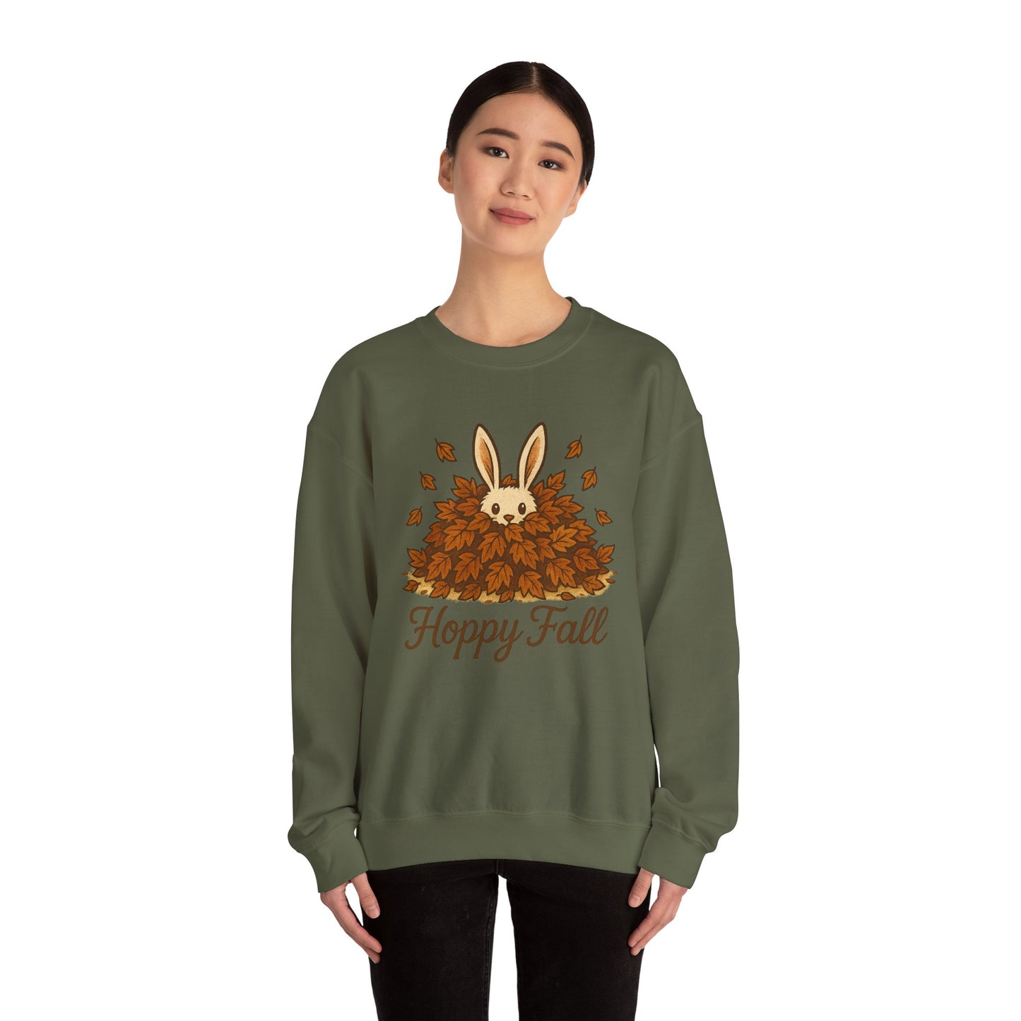 Hoppy Fall β Unisex Cozy Sweatshirt | Rabbit & Autumn Leaves Comfy Crewneck | Fall Fashion - Seasonal Halloween Gift