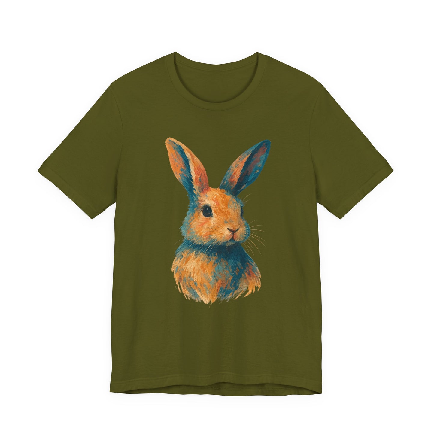 Golden Hour Bunny Unisex Short Sleeve Shirt – Painterly Rabbit Portrait T-Shirt - Artistic Graphic Tee for Animal Lovers - Unique Artwork