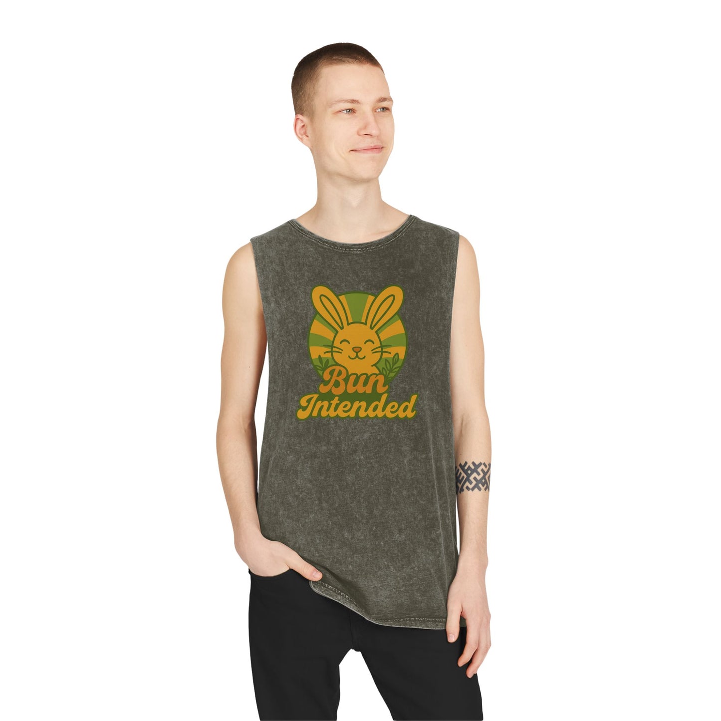 Stonewash Bun Intended Tank Top - Retro Graphic Tee - Vintage Casual Summer Wear - Gift for Rabbit Lovers - Everyday Style