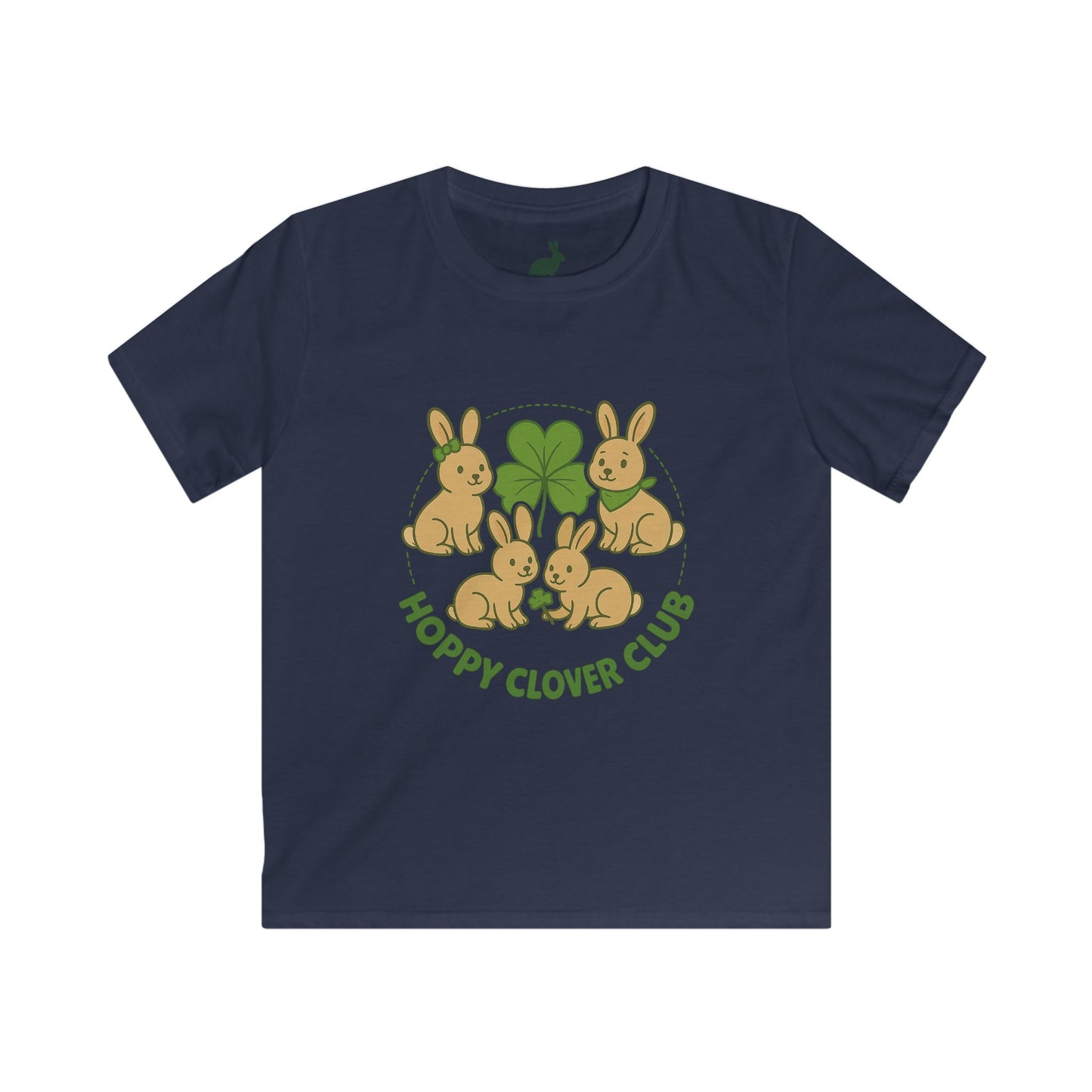 Hoppy Clover Club – Kids Softstyle Tee - Cute Bunny Rabbit T-Shirt - Farm Fun Children's Apparel