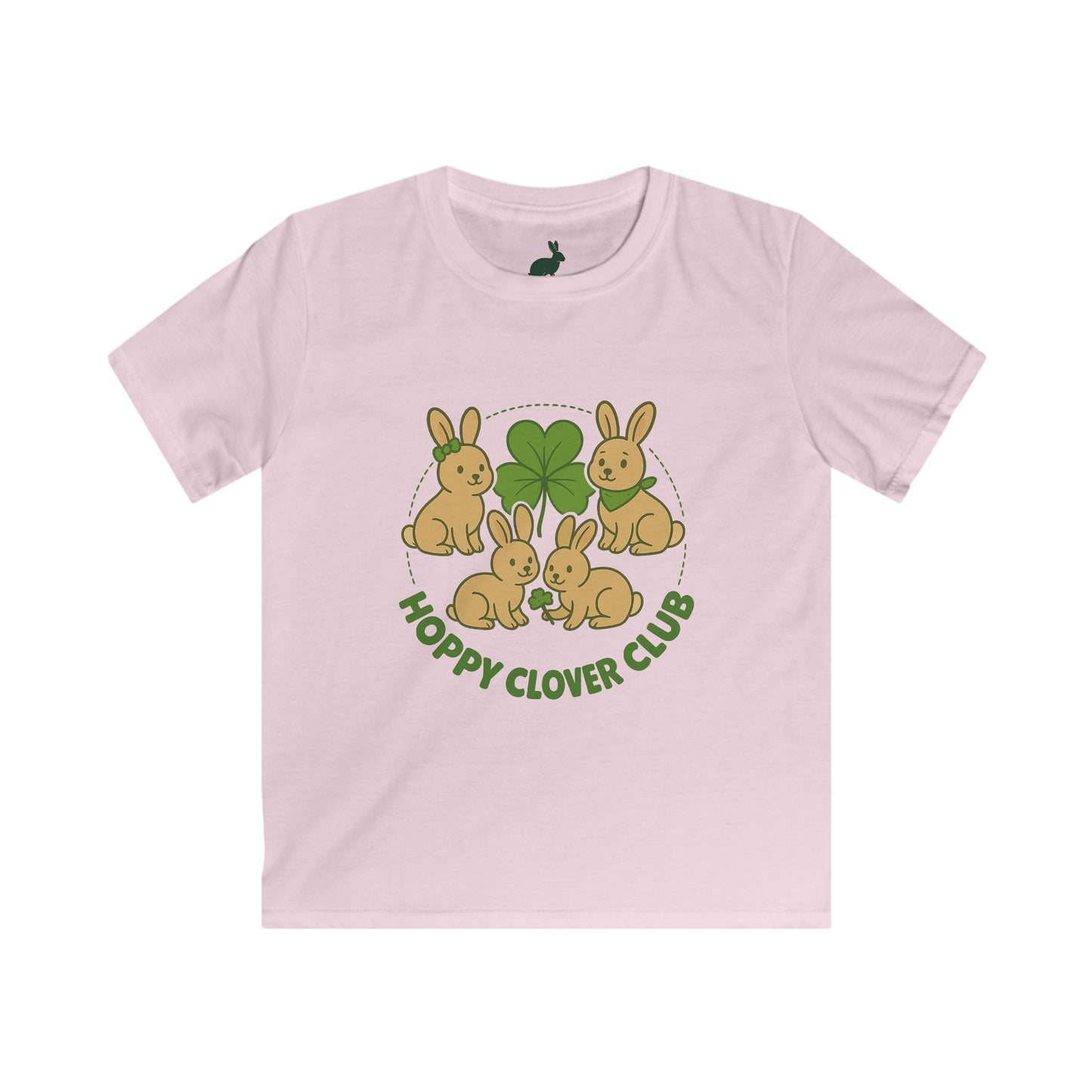 Hoppy Clover Club – Kids Softstyle Tee - Cute Bunny Rabbit T-Shirt - Farm Fun Children's Apparel