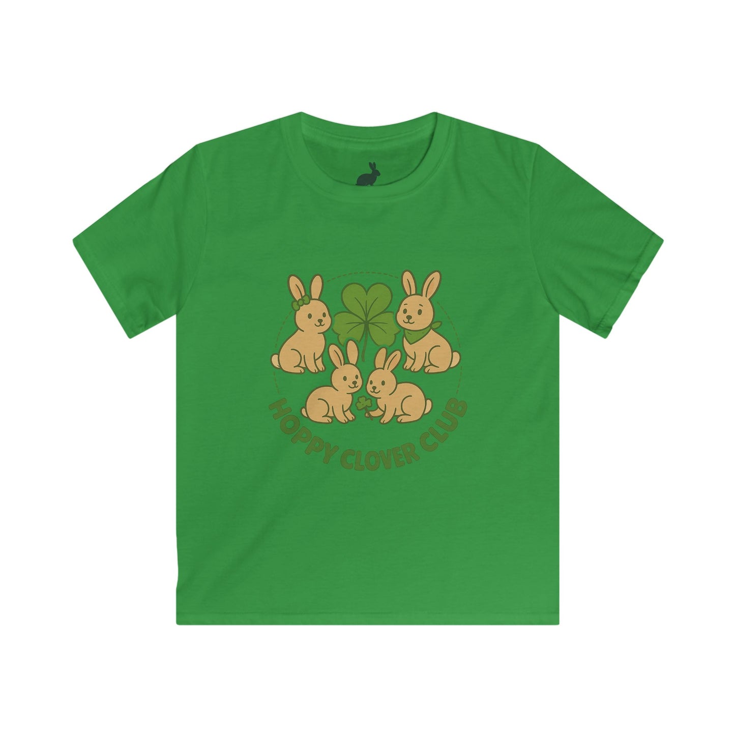 Hoppy Clover Club – Kids Softstyle Tee - Cute Bunny Rabbit T-Shirt - Farm Fun Children's Apparel