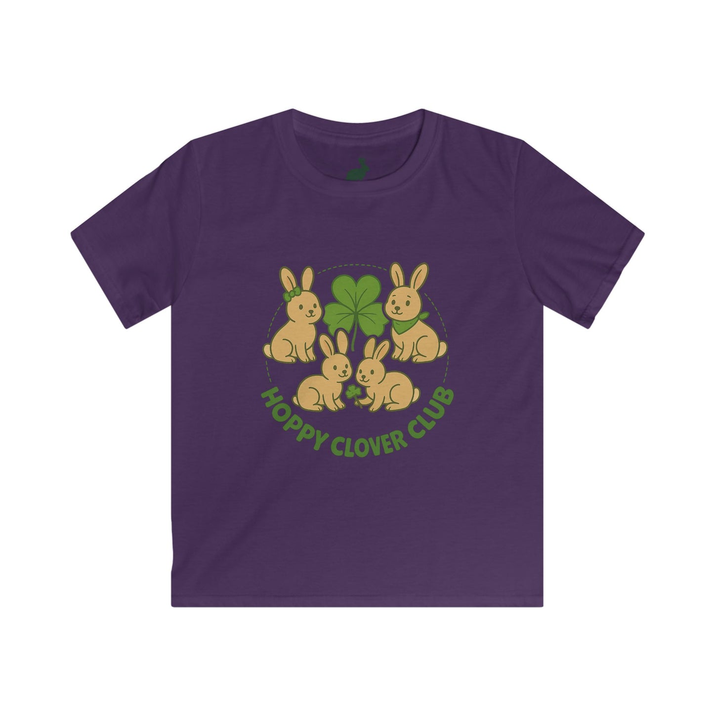Hoppy Clover Club – Kids Softstyle Tee - Cute Bunny Rabbit T-Shirt - Farm Fun Children's Apparel